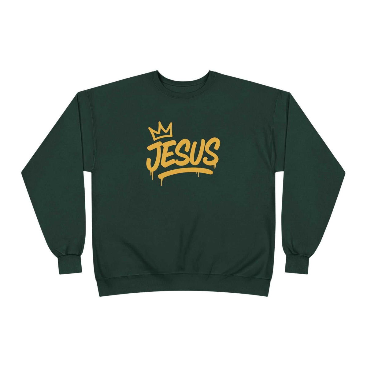 Jesus Crown Crewneck Sweatshirt — Gold Script Inspirational Pullover