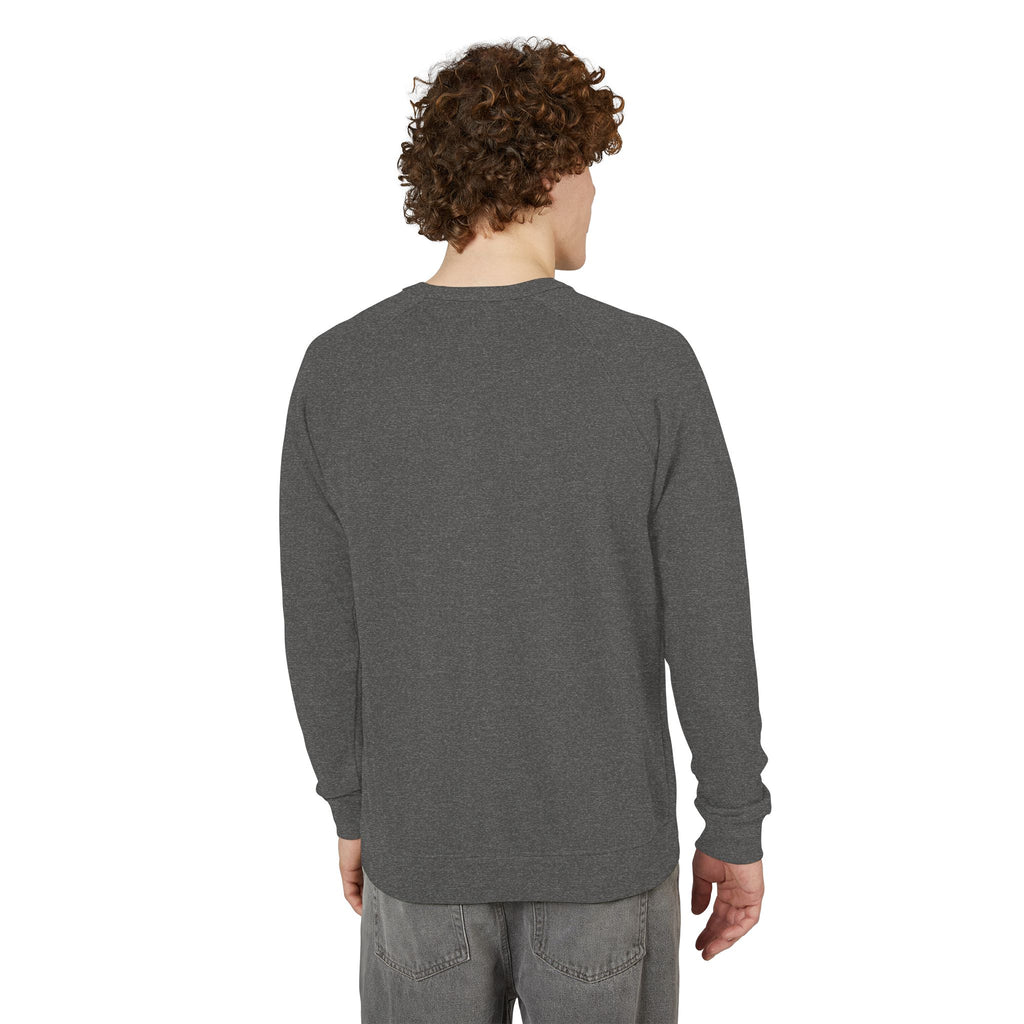 Back view of gray Franklin Brown vintage bulldog crewneck sweatshirt with 2026 text, showing relaxed fit and soft fabric