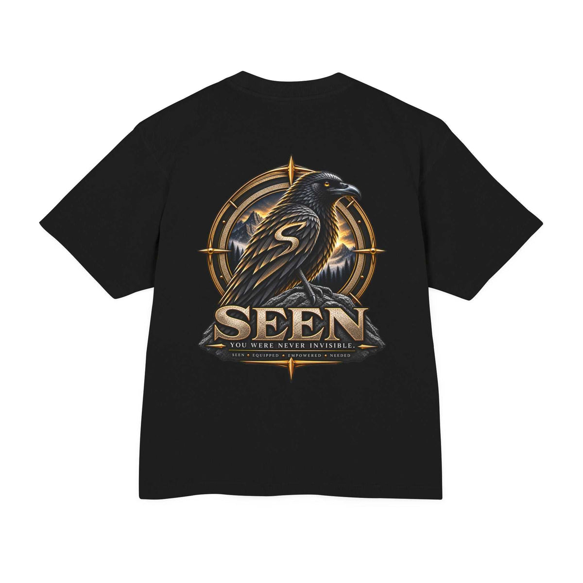 Raven Compass Tee — Front & Back SEEN. Graphic