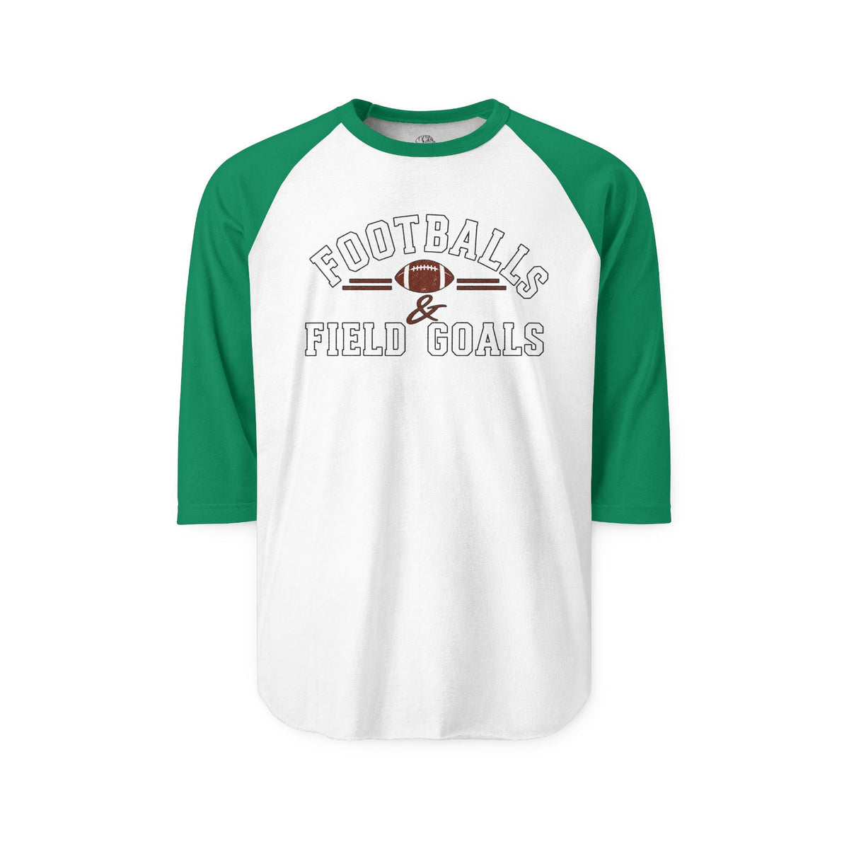 White and black long-sleeve raglan shirt with football-themed graphic and text, SKU: 27071676321402275679