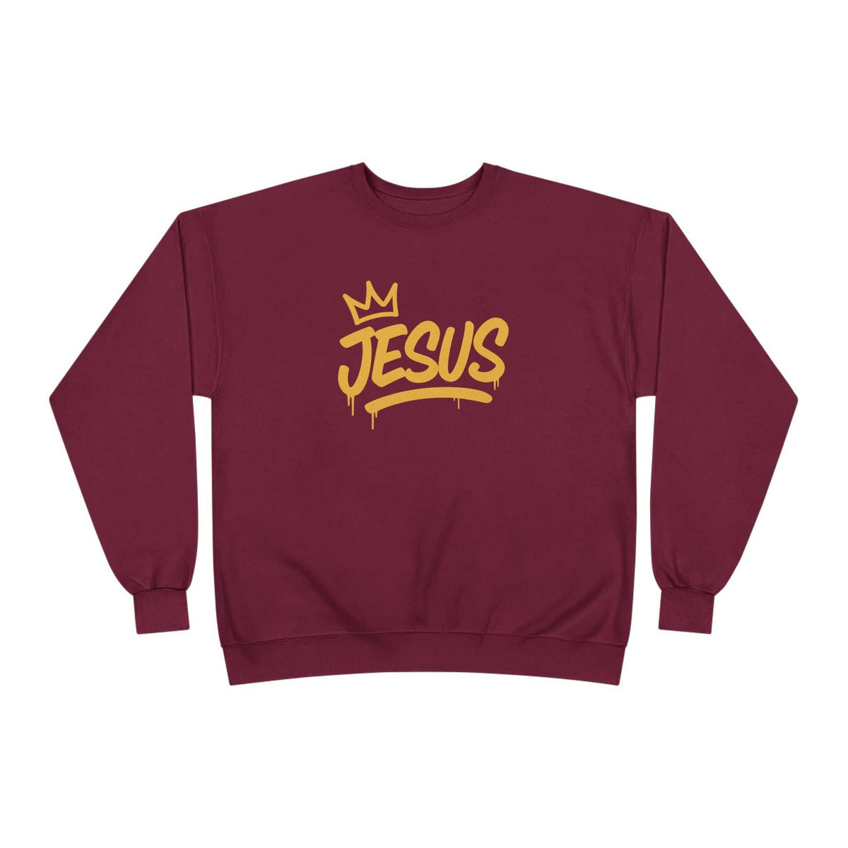 Jesus Crown Crewneck Sweatshirt — Gold Script Inspirational Pullover