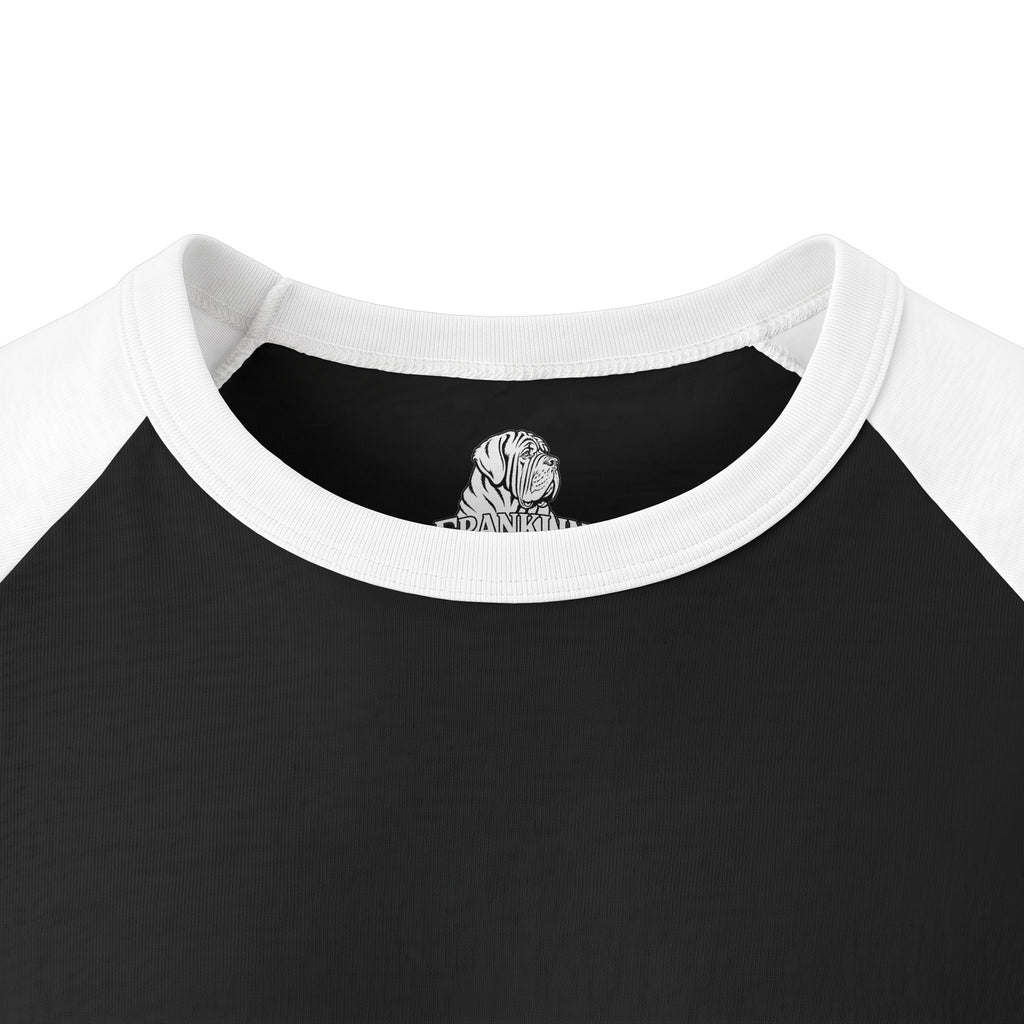 Gray and black long-sleeve raglan shirt with football graphic and 'Football Field Goals' text, made from cotton, casual sports top for men and women.