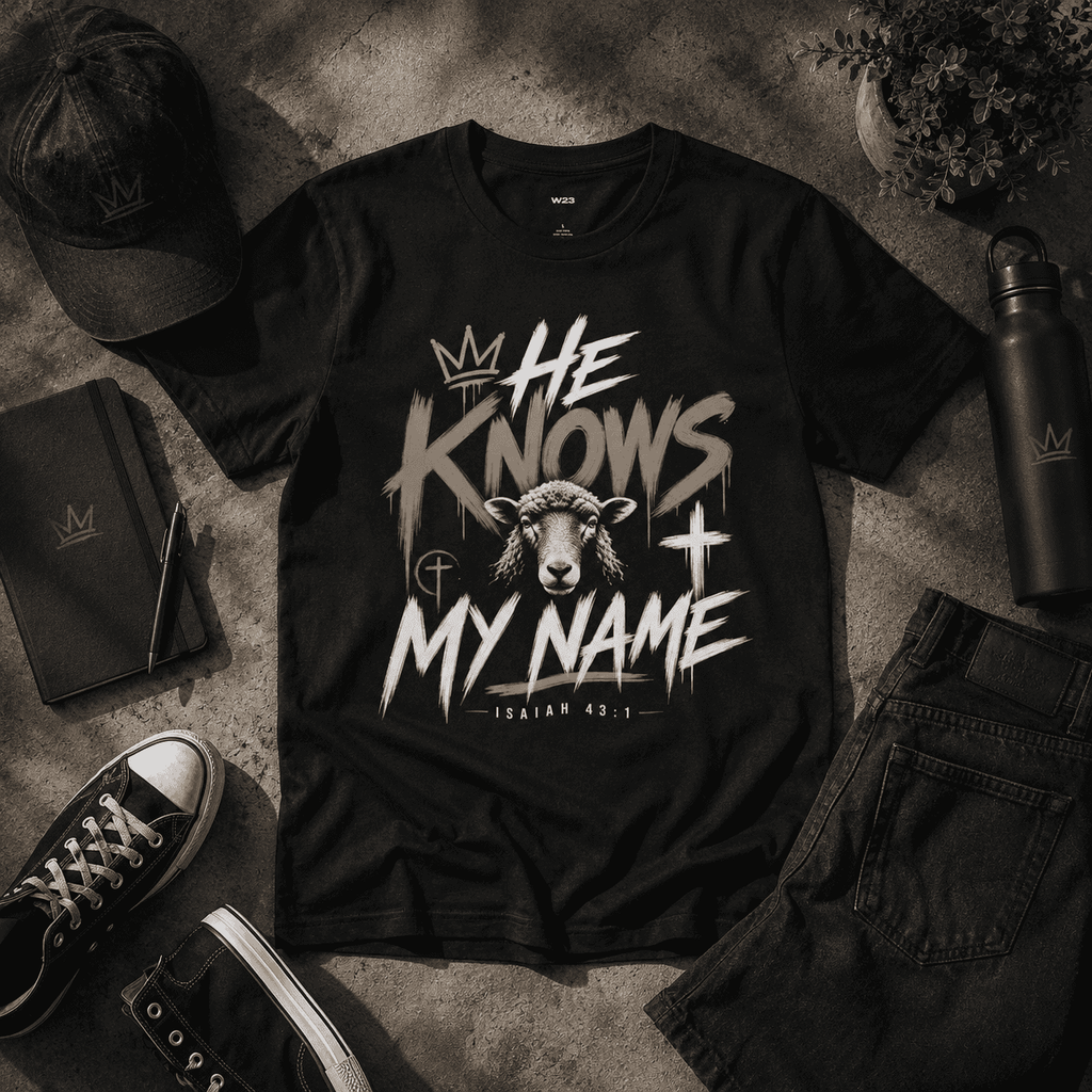He Knows My Name Tee — Isaiah 43:1 | SEEN Movement Faith Apparel