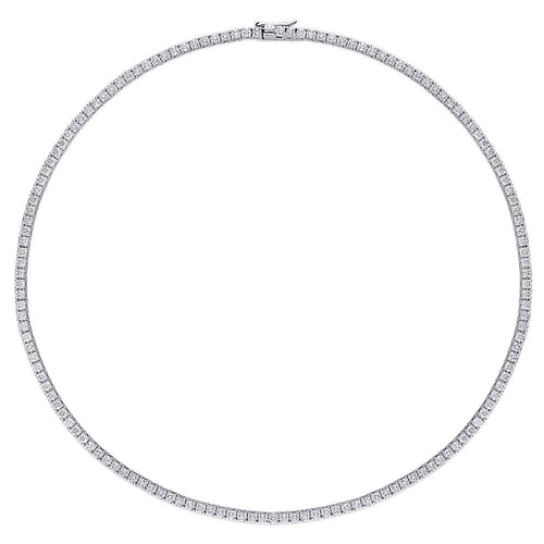 12.5 ct. DEW Created Brilliant Sapphire Tennis Necklace - 14K Gold Overlay
