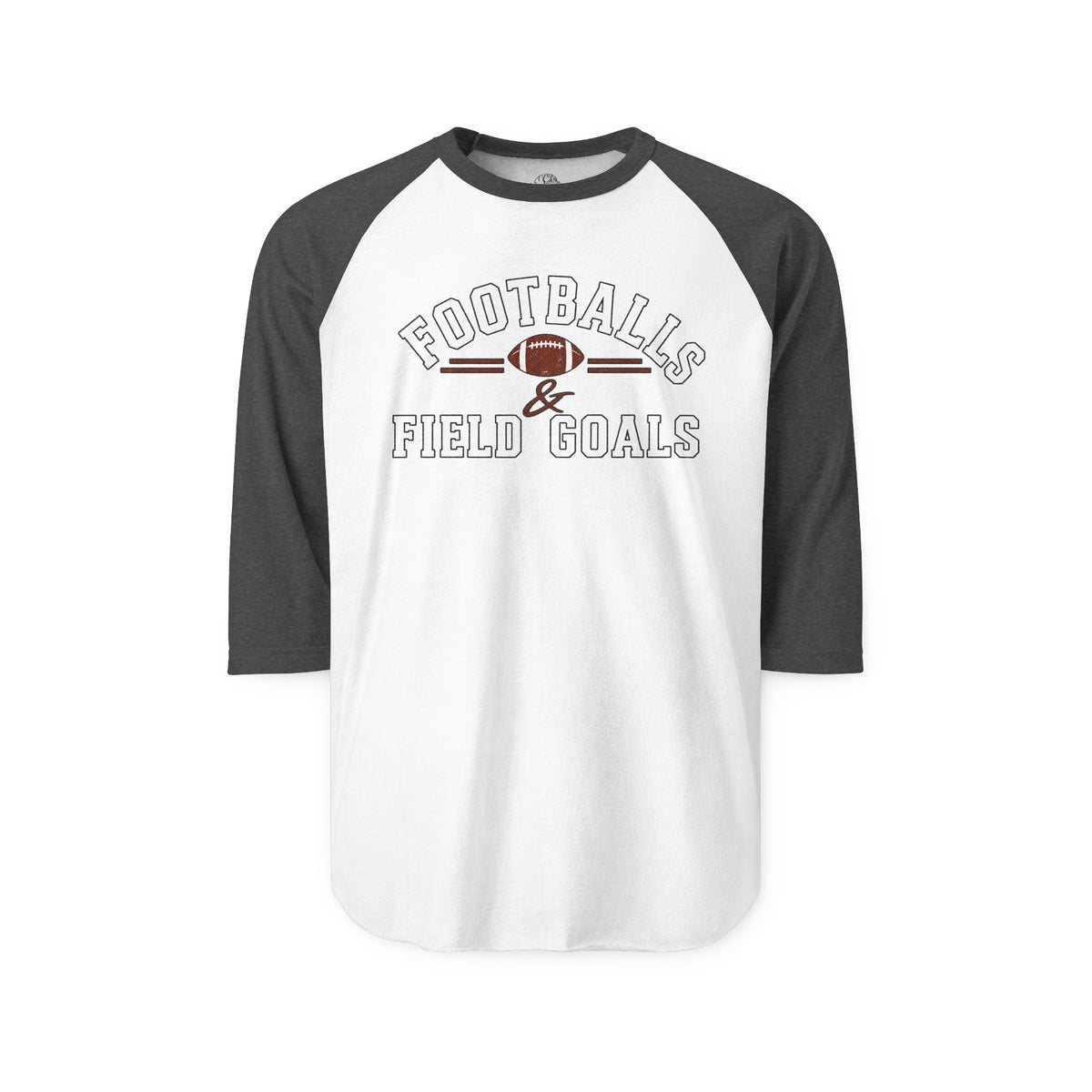 Black and white long-sleeve raglan shirt with football graphic and text, SKU: 27071676321402275679