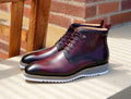 Maurice Burnished Calfskin Boot - Burgundy