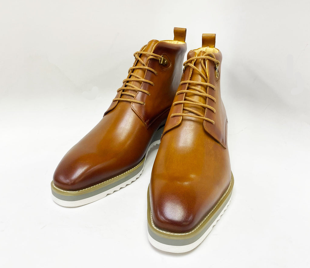 Maurice Burnished Calfskin Boot - Cognac