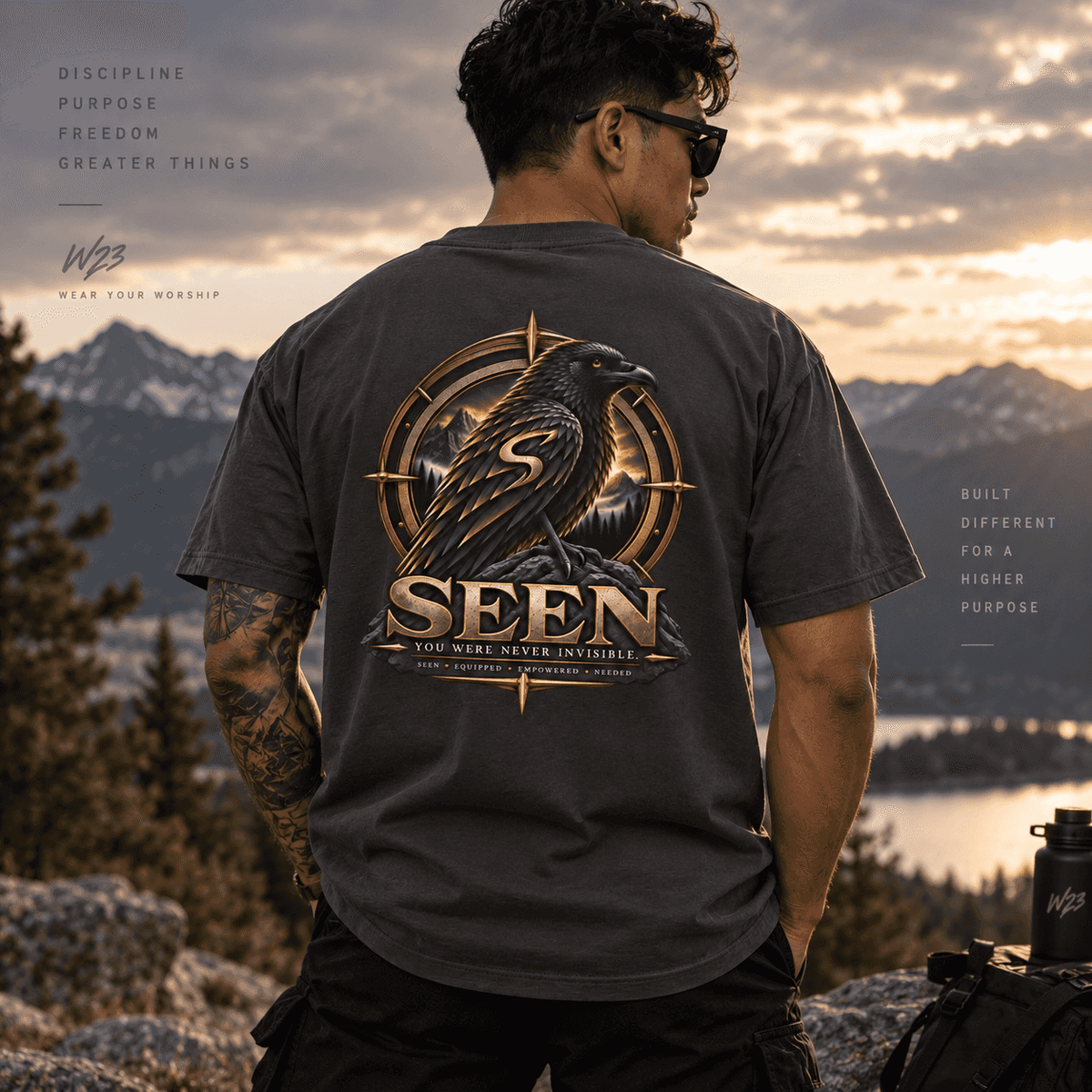 Raven Compass Tee — Front & Back SEEN. Graphic