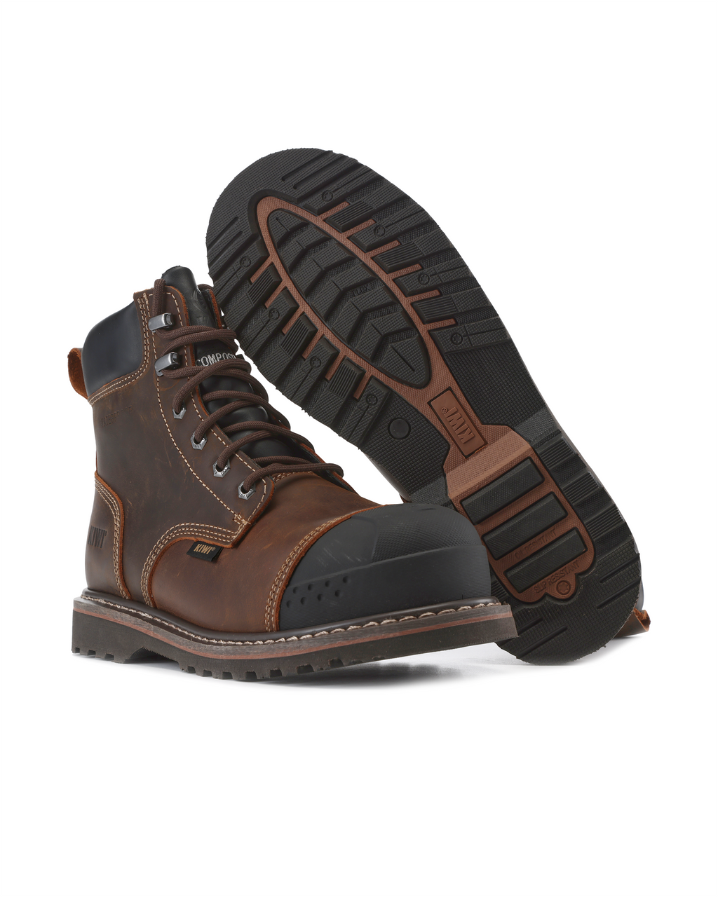 Kiwi Premium Brown Crazy Horse 6" Composite Toe Waterproof Cap-Toe Work Boots [69100]