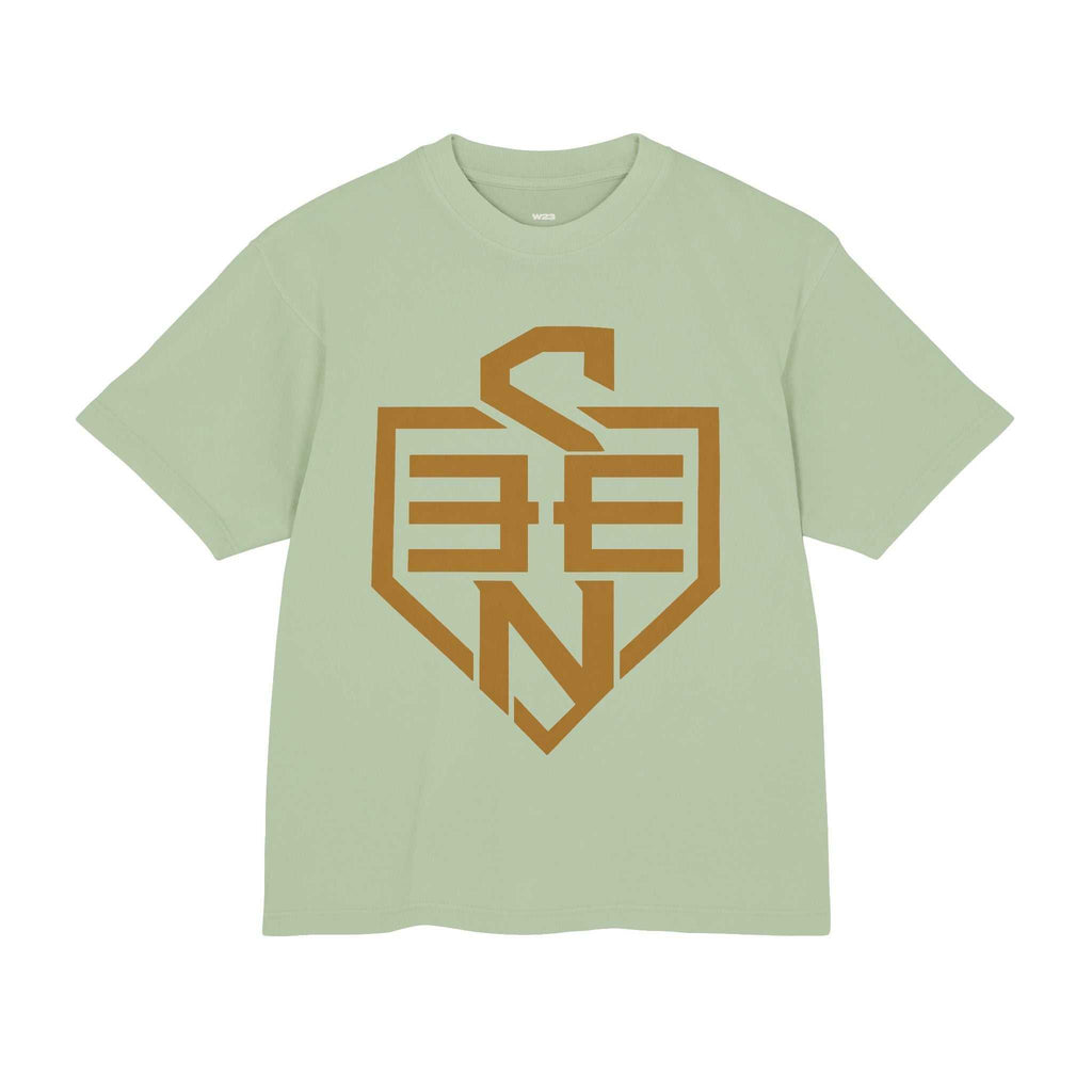 SEEN Shield Logo Tee — Gold Emblem Graphic T-Shirt