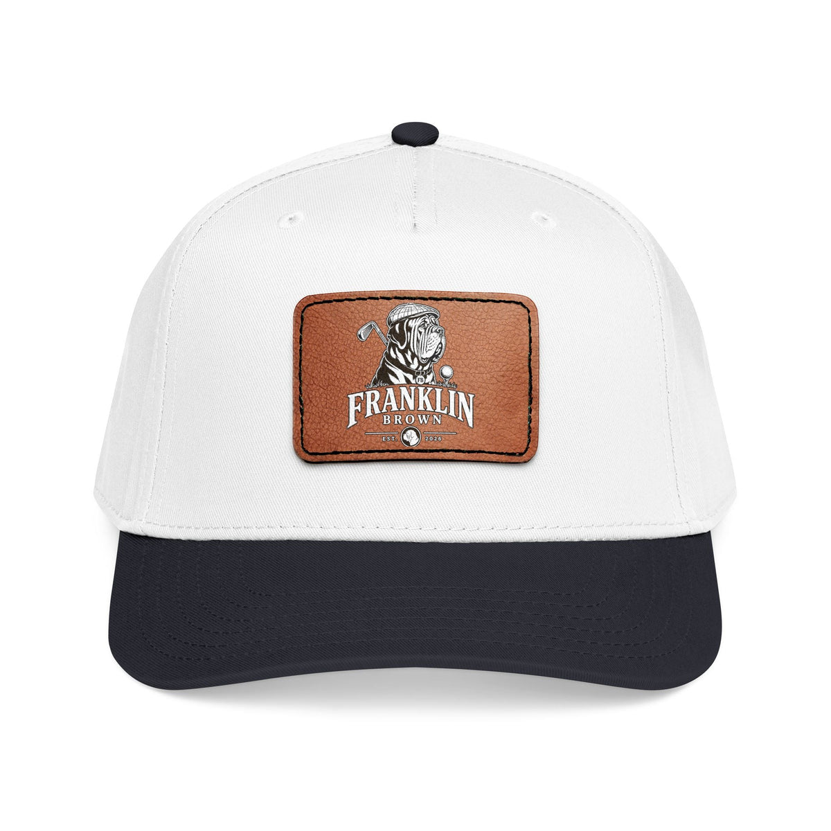 Black baseball cap with a textured fabric and adjustable strap with a black buckle, front view