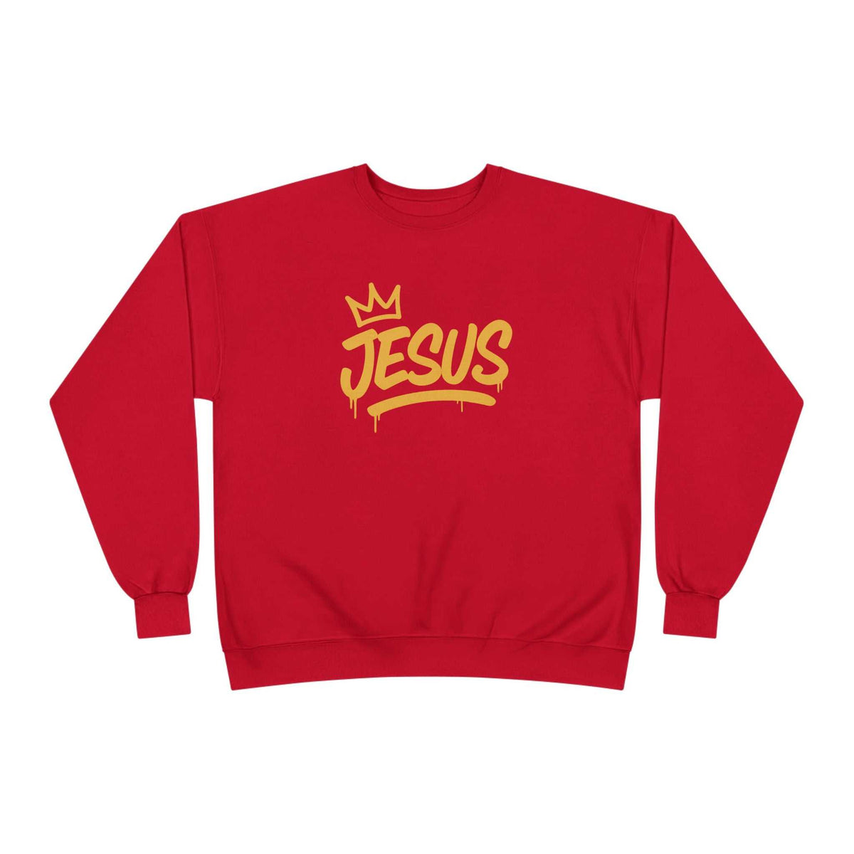 Jesus Crown Crewneck Sweatshirt — Gold Script Inspirational Pullover