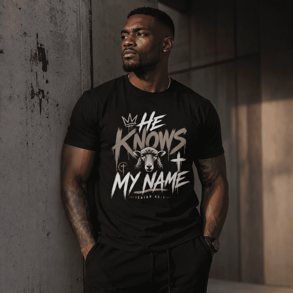 He Knows My Name Tee — Isaiah 43:1 | SEEN Movement Faith Apparel