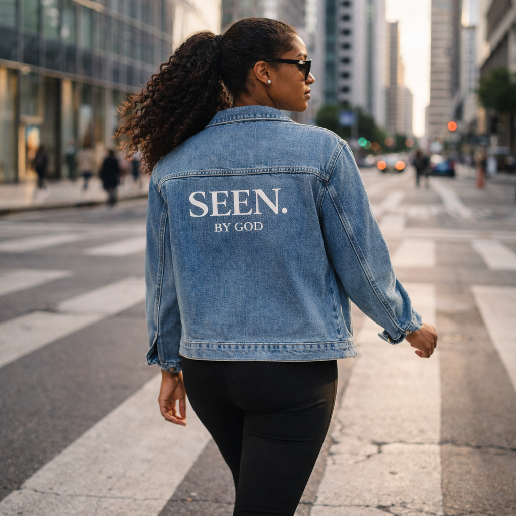 SEEN. BY GOD Women's Oversized Denim Jacket — Faith Statement Streetwear
