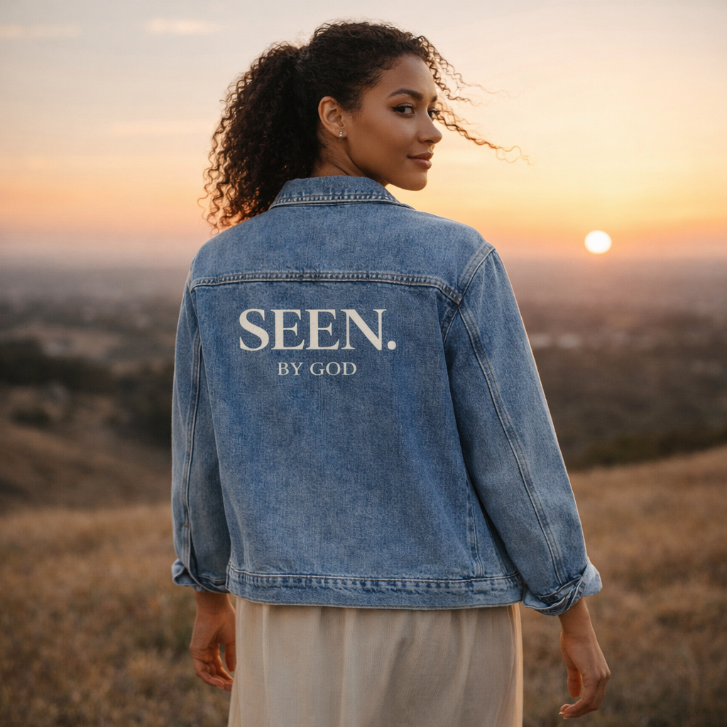 SEEN. BY GOD Women's Oversized Denim Jacket — Faith Statement Streetwear