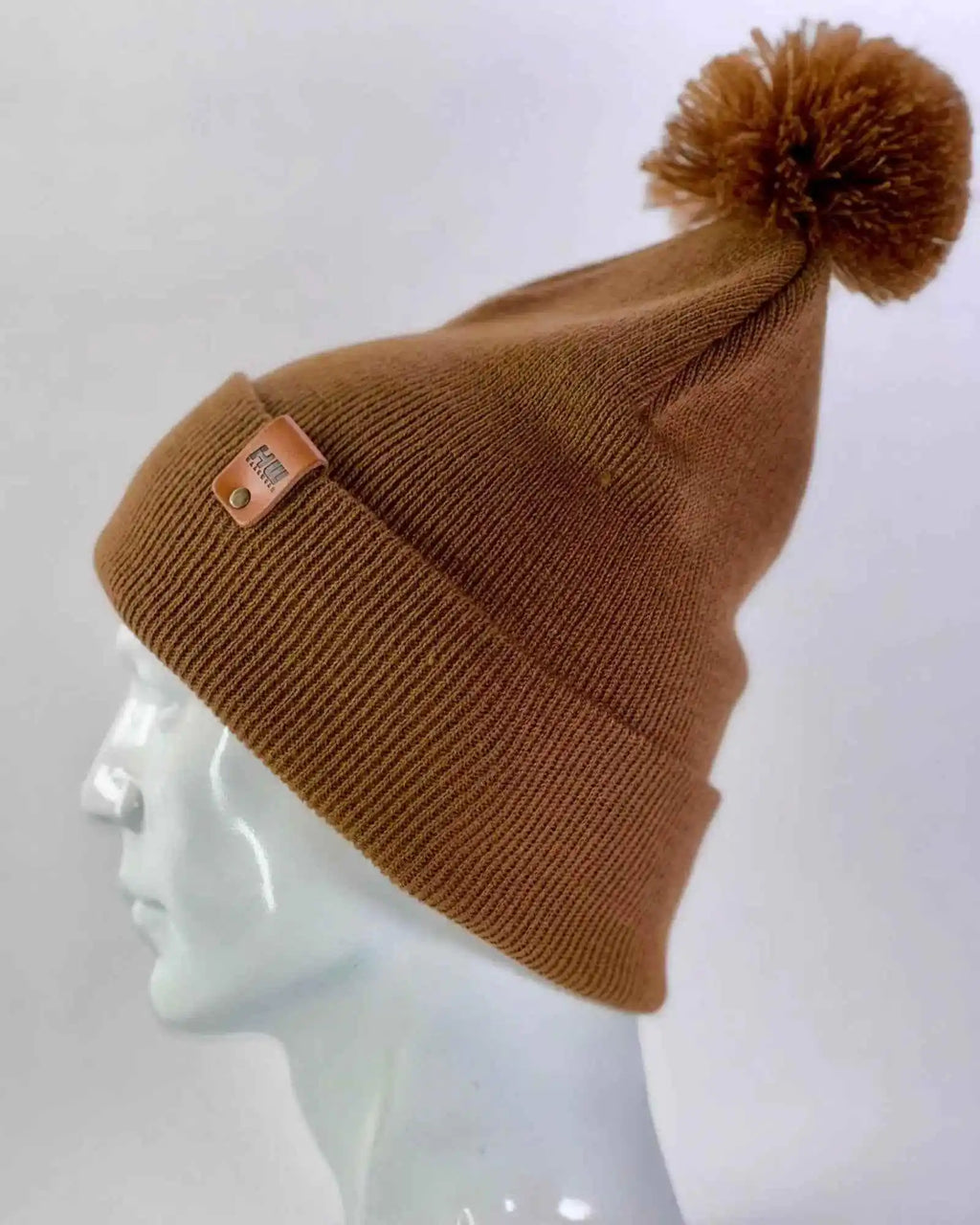 Classic Cuffed Pom Pom Beanie, Camel Brown