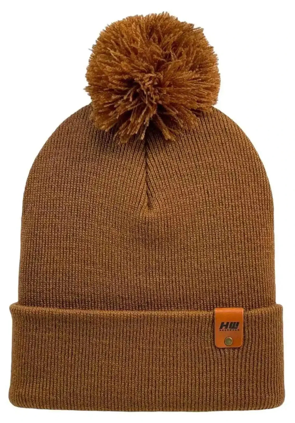 Classic Cuffed Pom Pom Beanie, Camel Brown