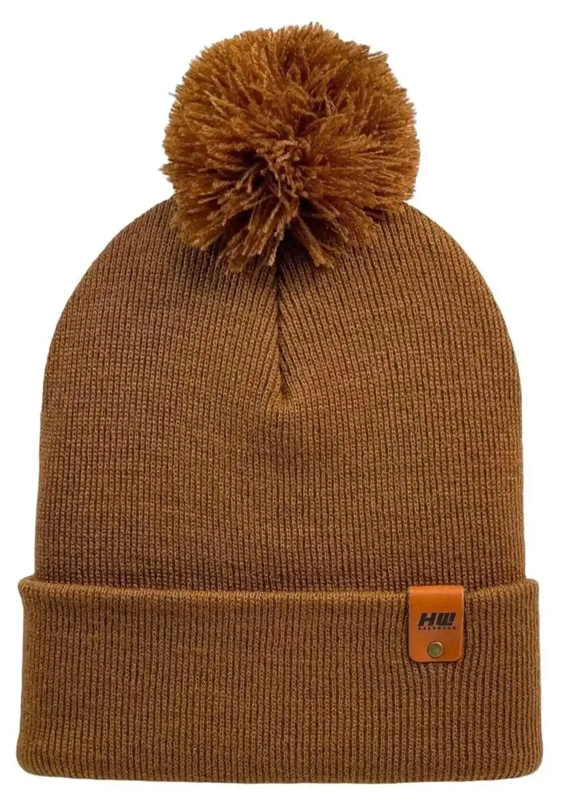 Classic Cuffed Pom Pom Beanie, Camel Brown