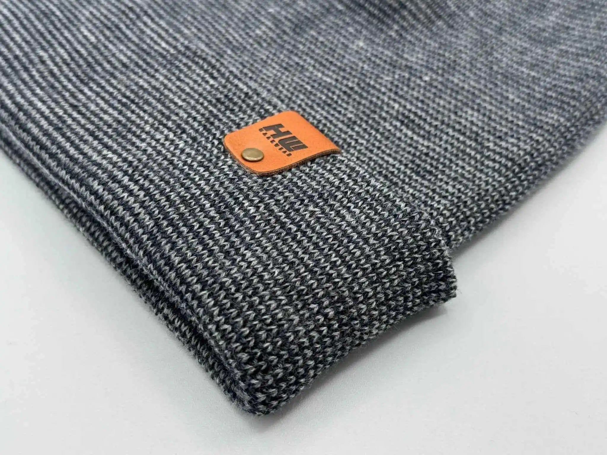 Classic Fusion Cuffed Beanie, Gray and Denim Blue