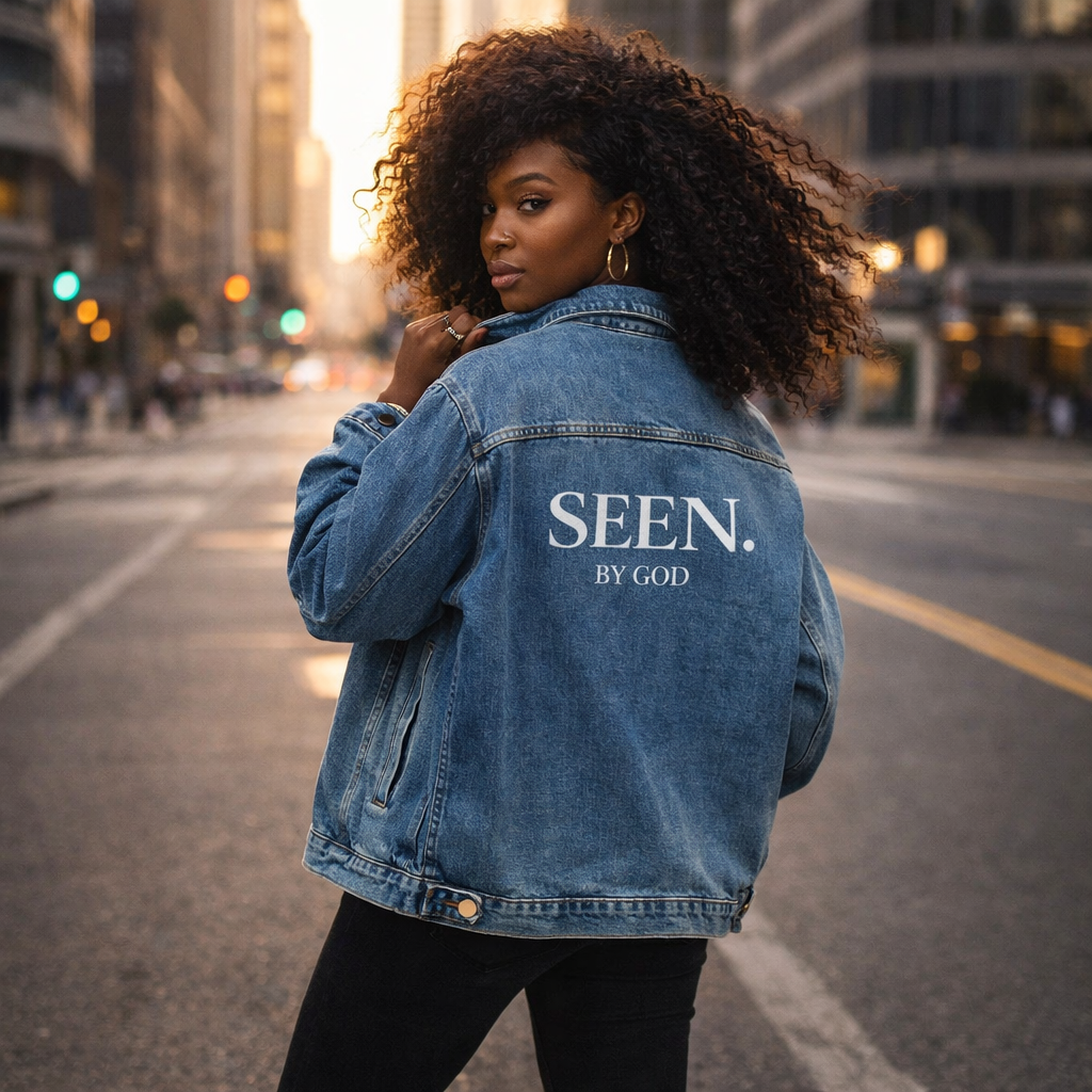 SEEN. BY GOD Women's Oversized Denim Jacket — Faith Statement Streetwear