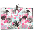 Exotic Flock Golf Towel | 24” x 16” Microfiber Towel | Magnetic Clip & Carabiner | Premium Golf Accessory