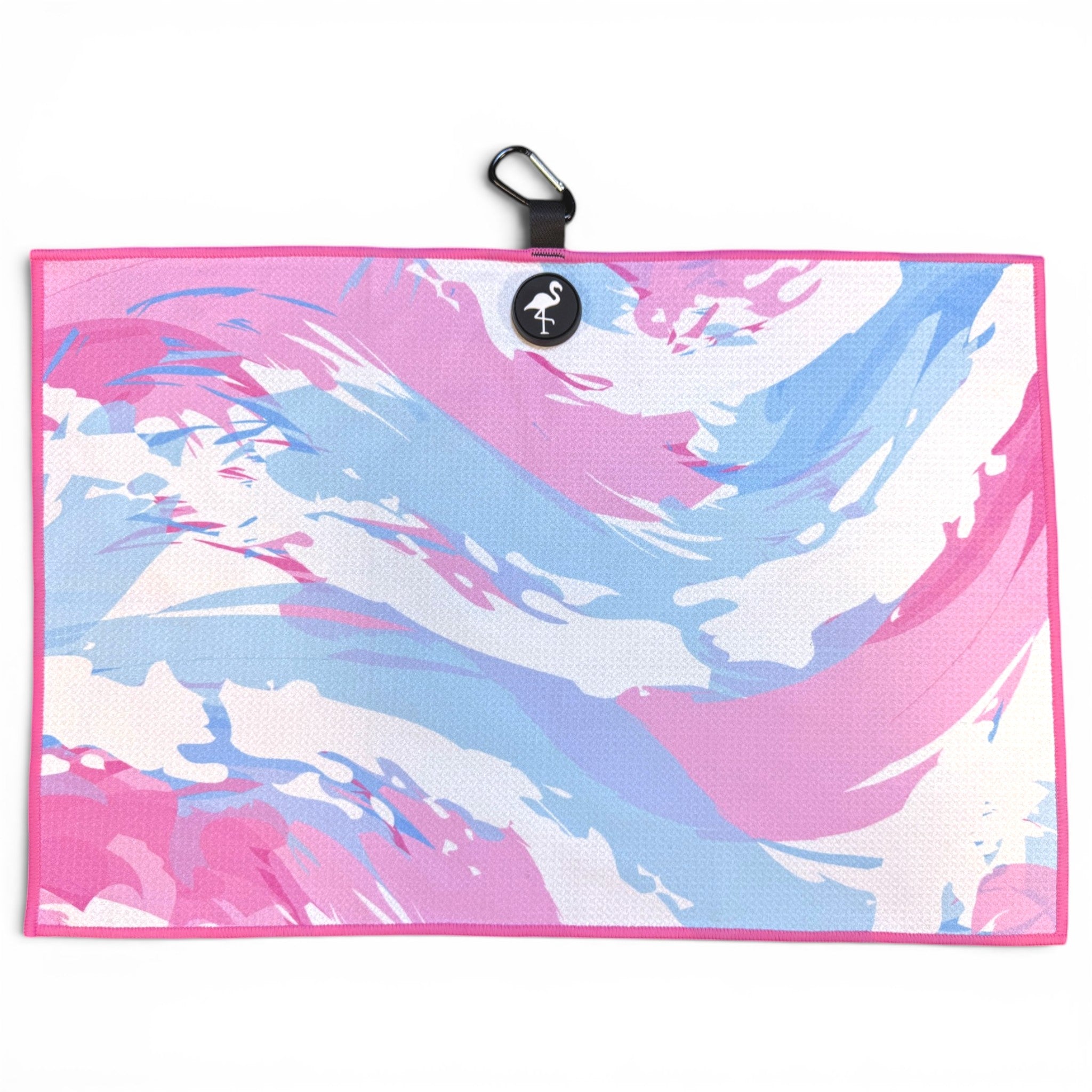 Cotton Candy Clouds Golf Towel | 24” x 16” Microfiber Towel | Magnetic Clip & Carabiner | Premium Golf Accessory