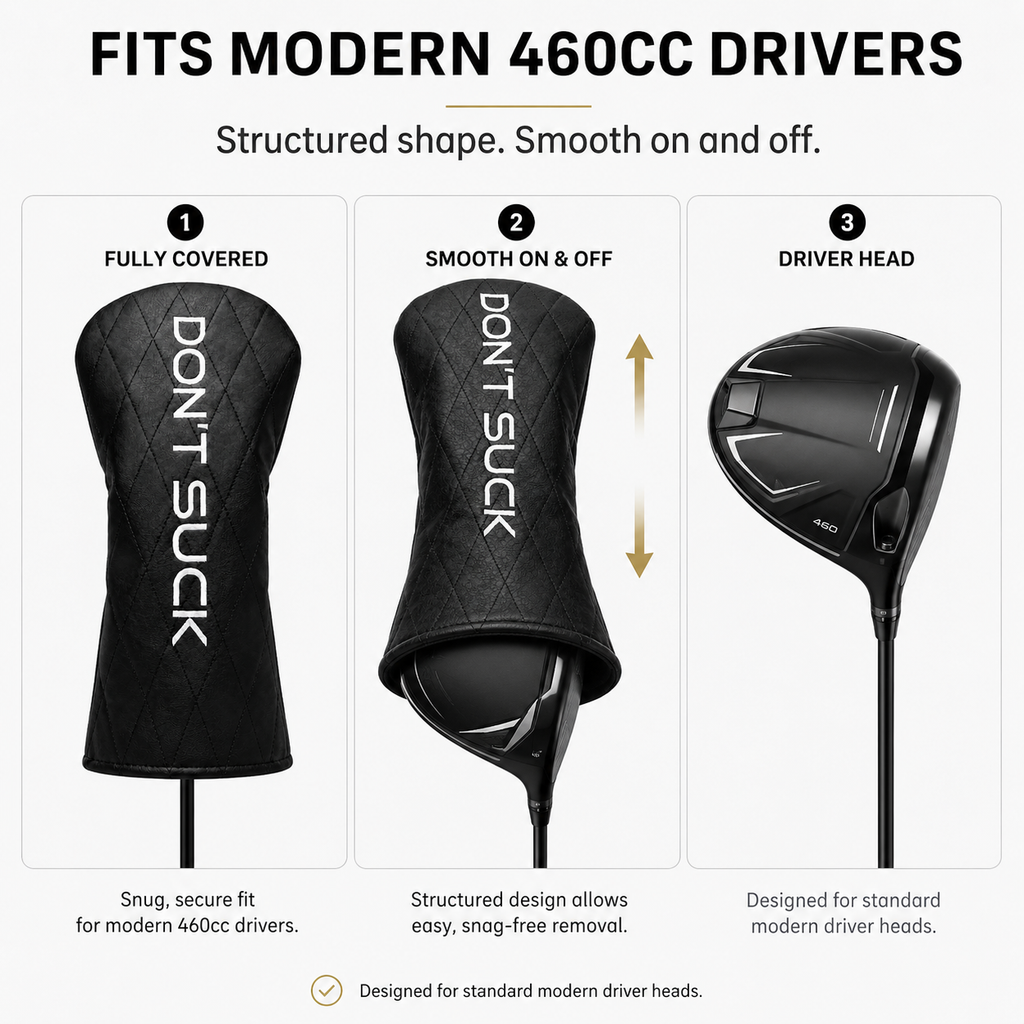 Don’t Suck™ Driver Headcover — Premium Black Diamond Quilted Fit (460cc)