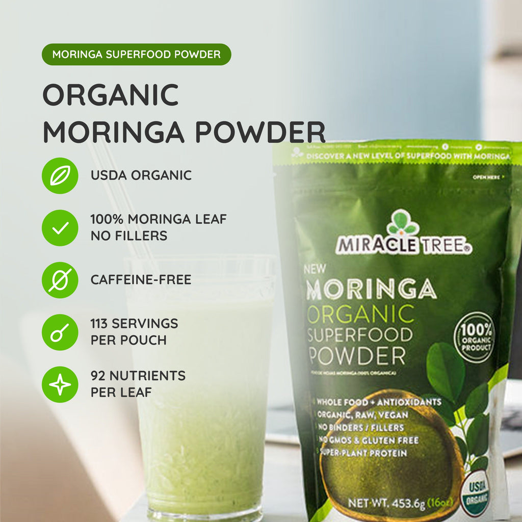 Organic Moringa Powder - 16oz Pouch