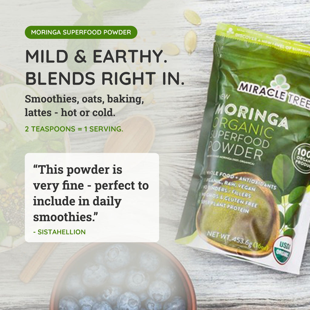 Organic Moringa Powder - 16oz Pouch