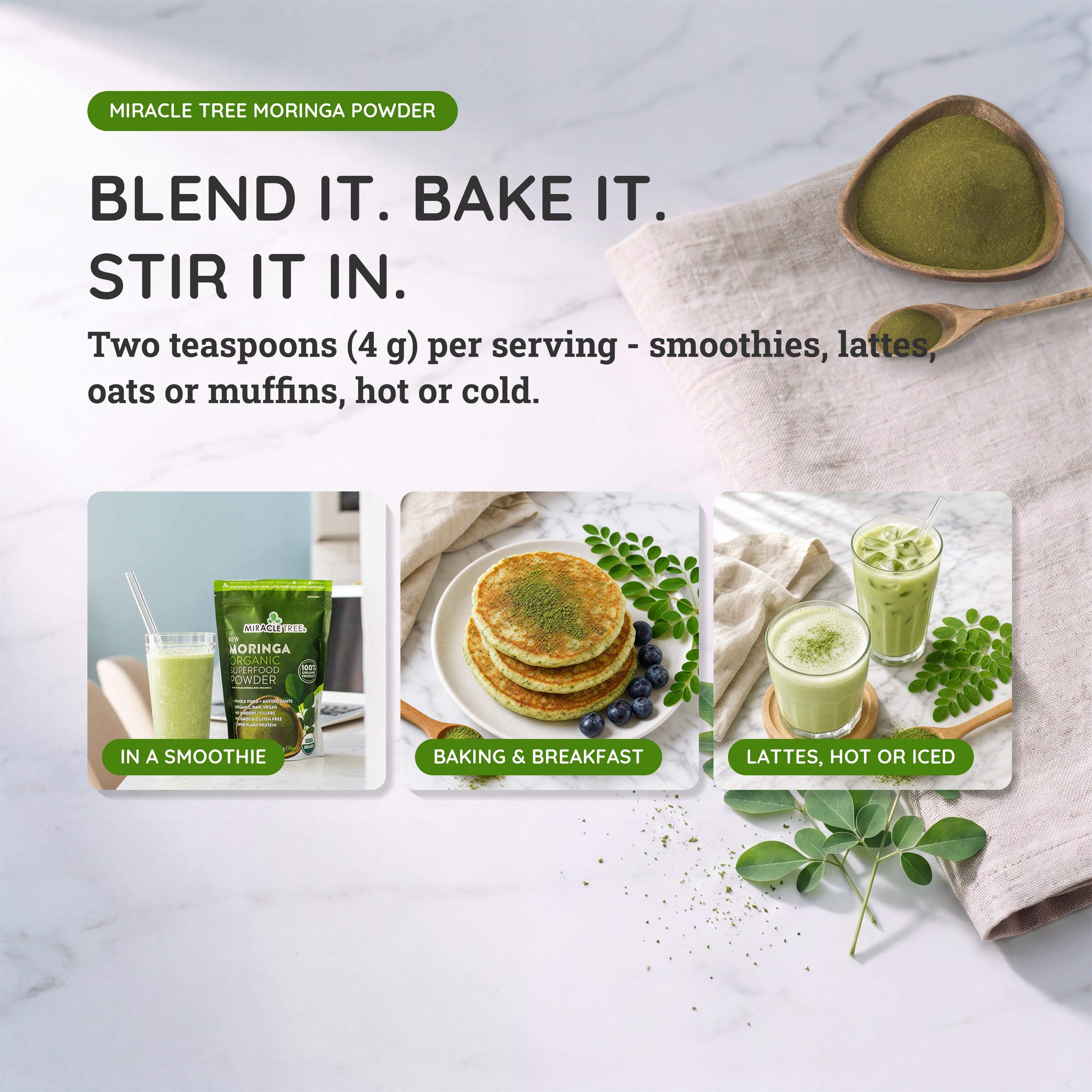 Organic Moringa Powder - 16oz Pouch