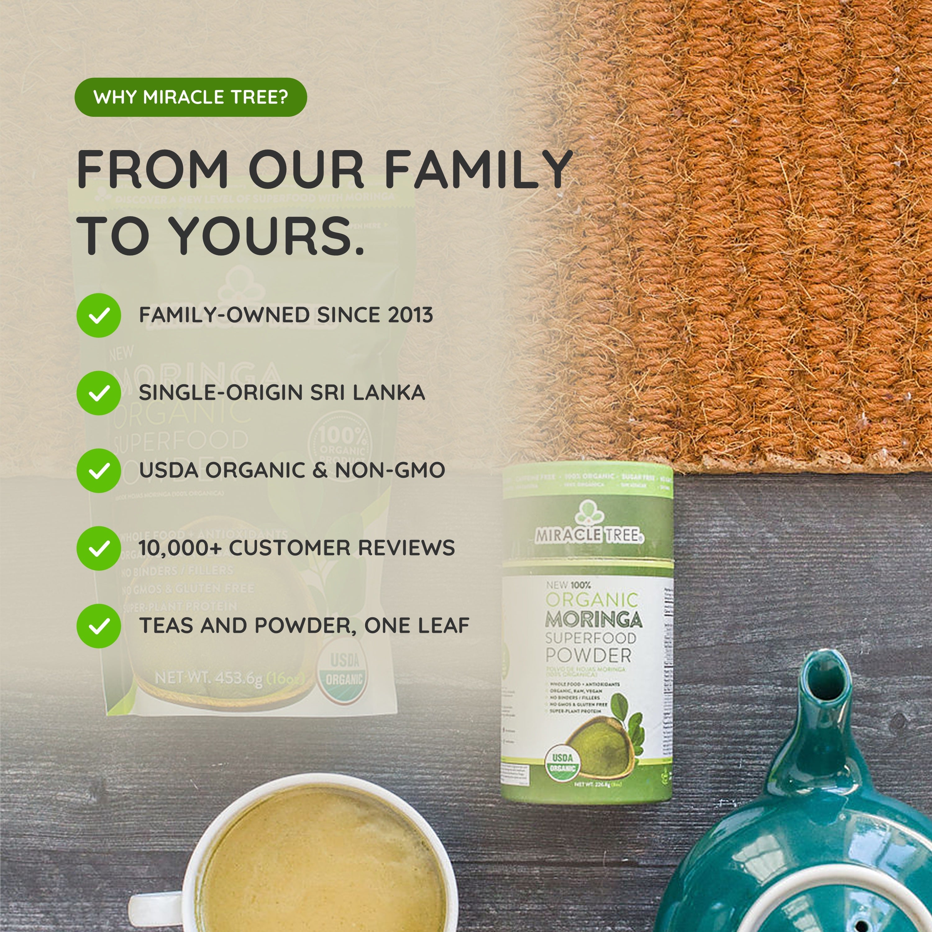Organic Moringa Powder - 16oz Pouch