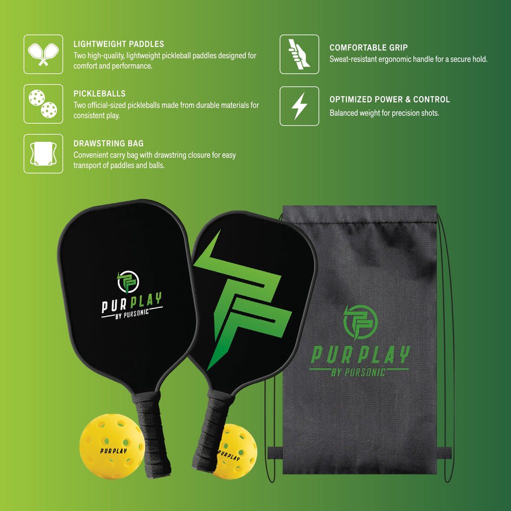 Pursonic The Ultimate Pickleball High Performance Set – 4 Paddles, 4 Balls & 2 Carry Bag