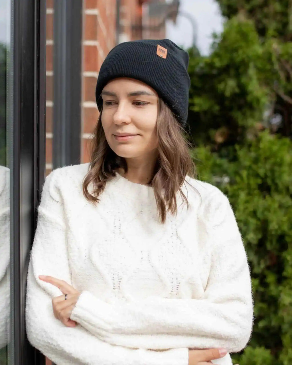 Patented H Stitch Cuffed Beanie, Charcoal Black