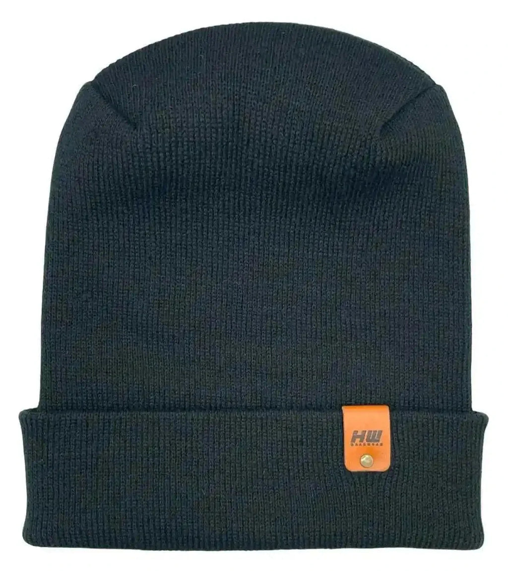 Patented H Stitch Cuffed Beanie, Charcoal Black