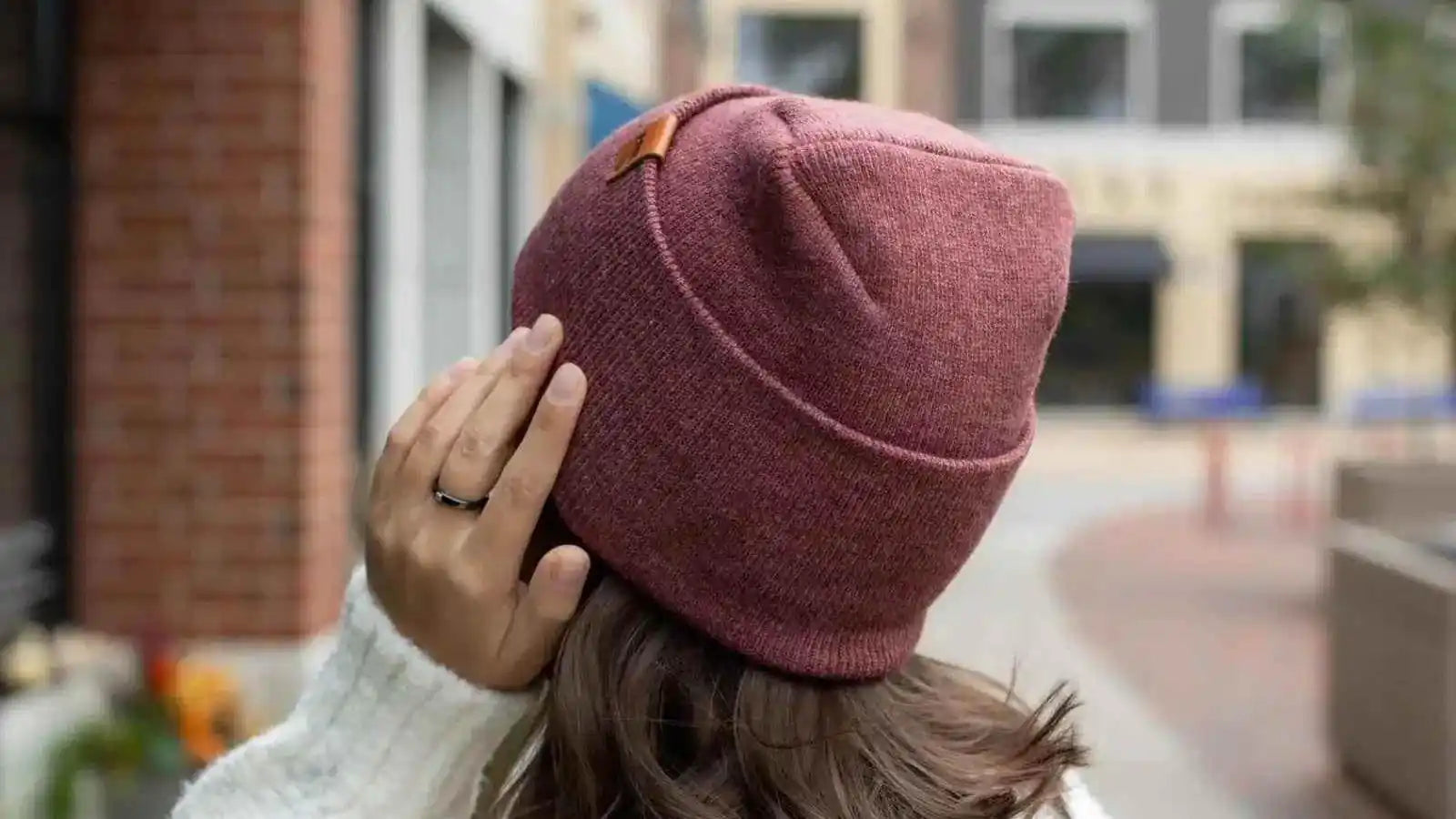 Patented H Stitch Cuffed Beanie, Rusty Burgundy