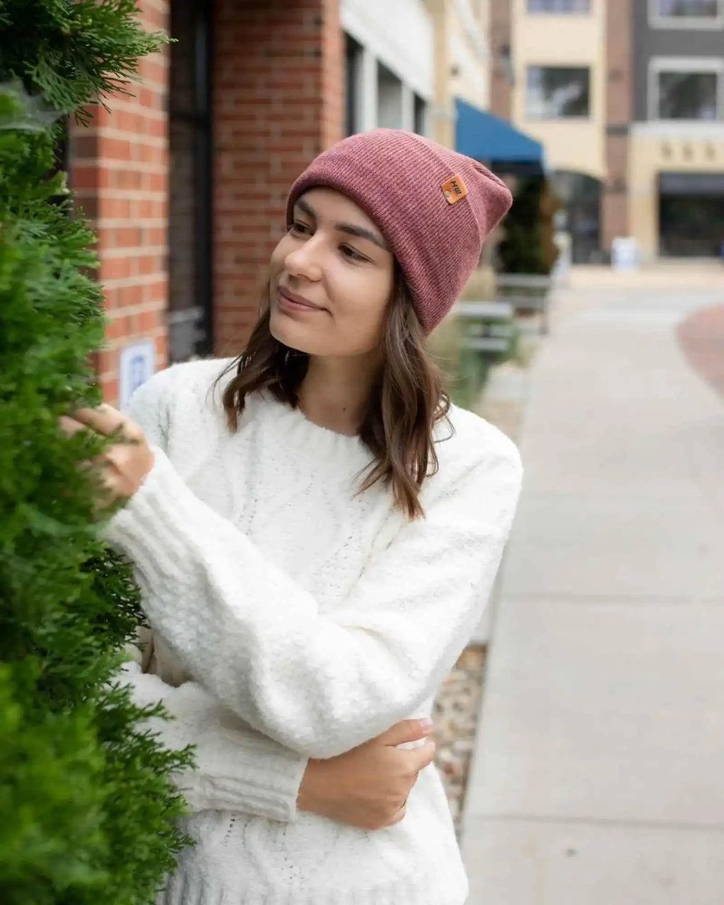 Patented H Stitch Cuffed Beanie, Rusty Burgundy