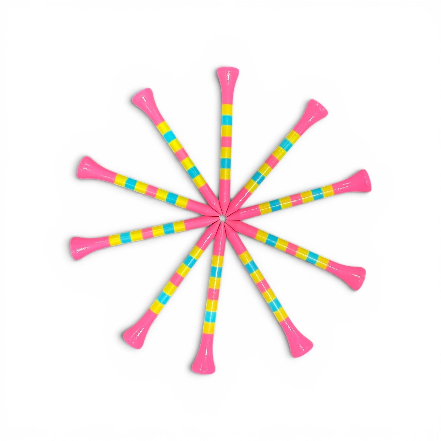 Pink Green Blue Stripe Premium Wooden Golf Tees | 2 3/4” Standard Size | 45 Pack Set | Durable Painted Wood Tees | Unique Designs