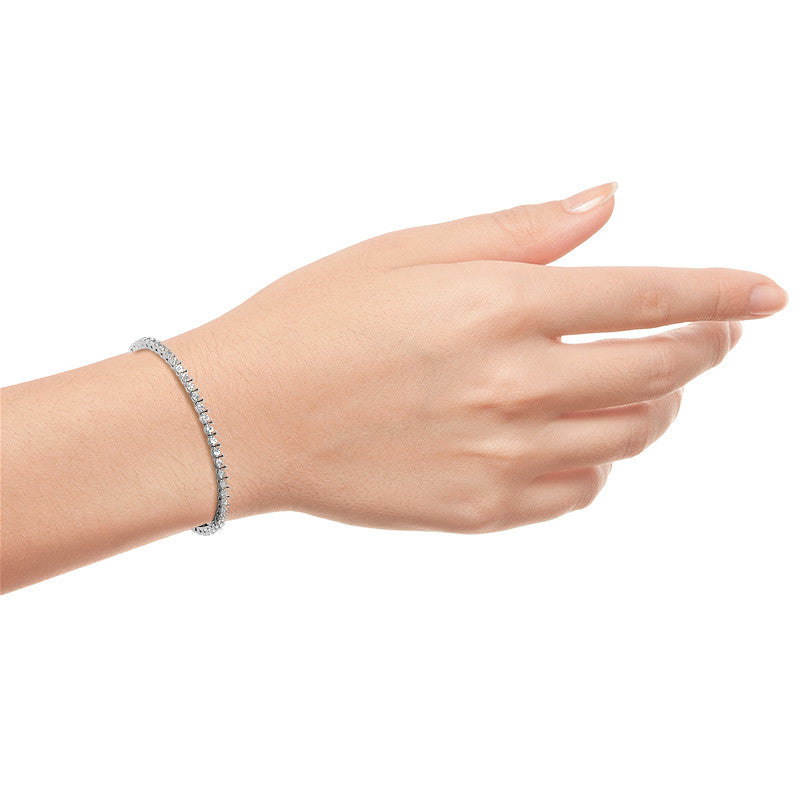 6ctw Created White Sapphire Tennis Bracelet - 3mm Stones - 14K Gold Overlay in White, Yellow or Rose Gold