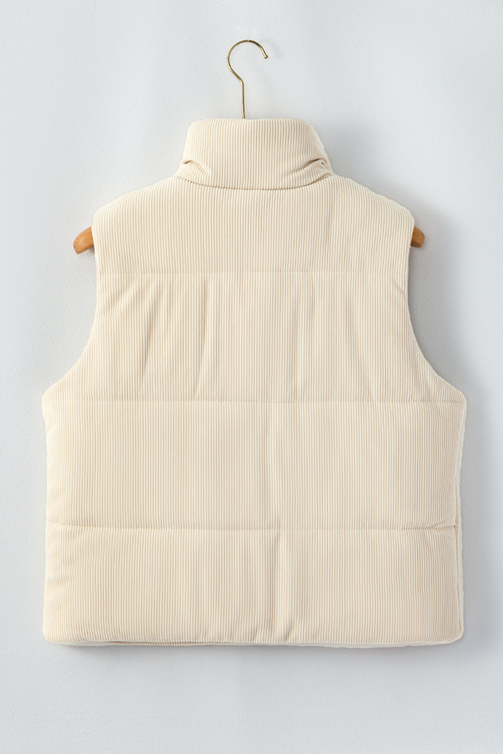 Scottie Solid Color Corduroy Puffer Vest Coat - Beige
