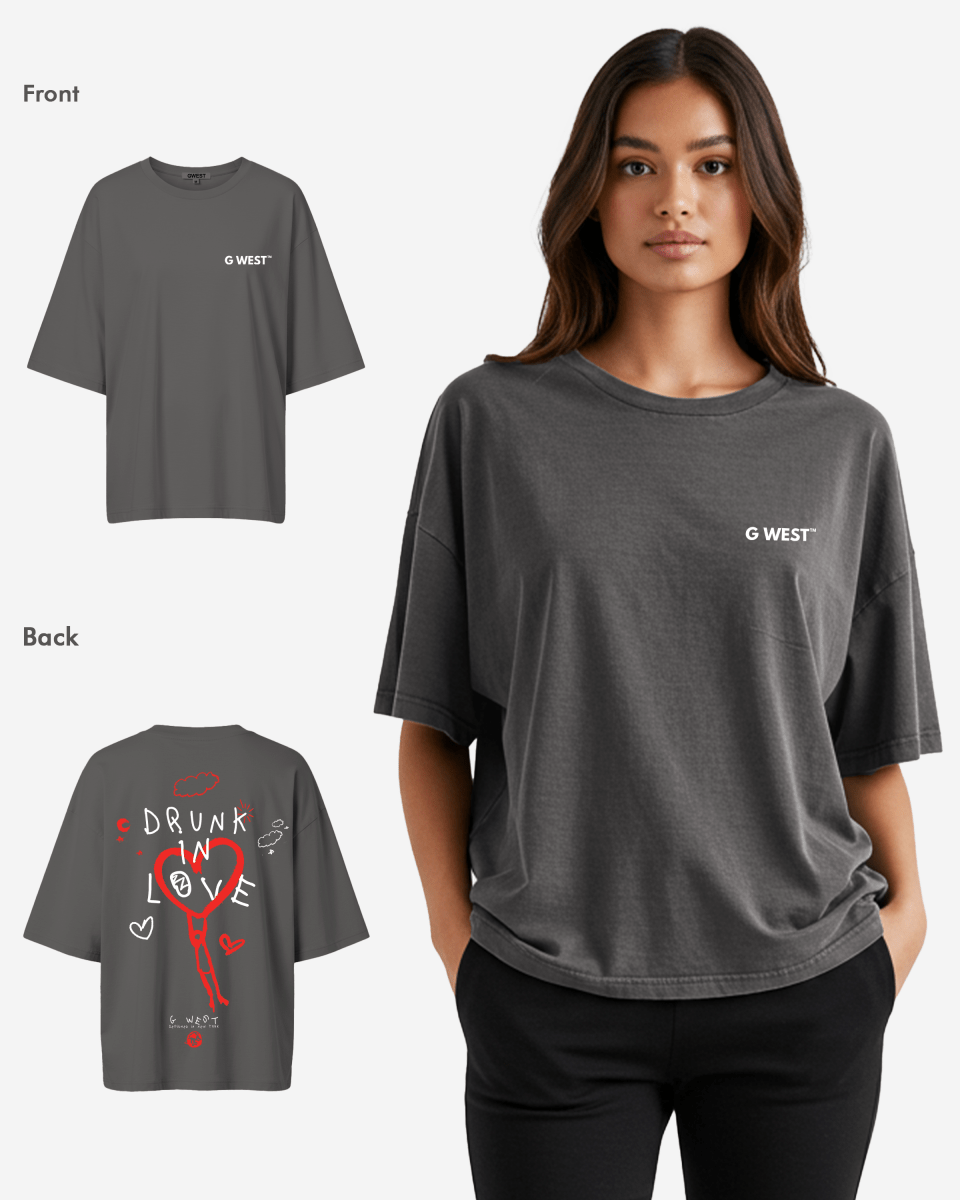 G West Womens Oversized Drunk In Love Tee