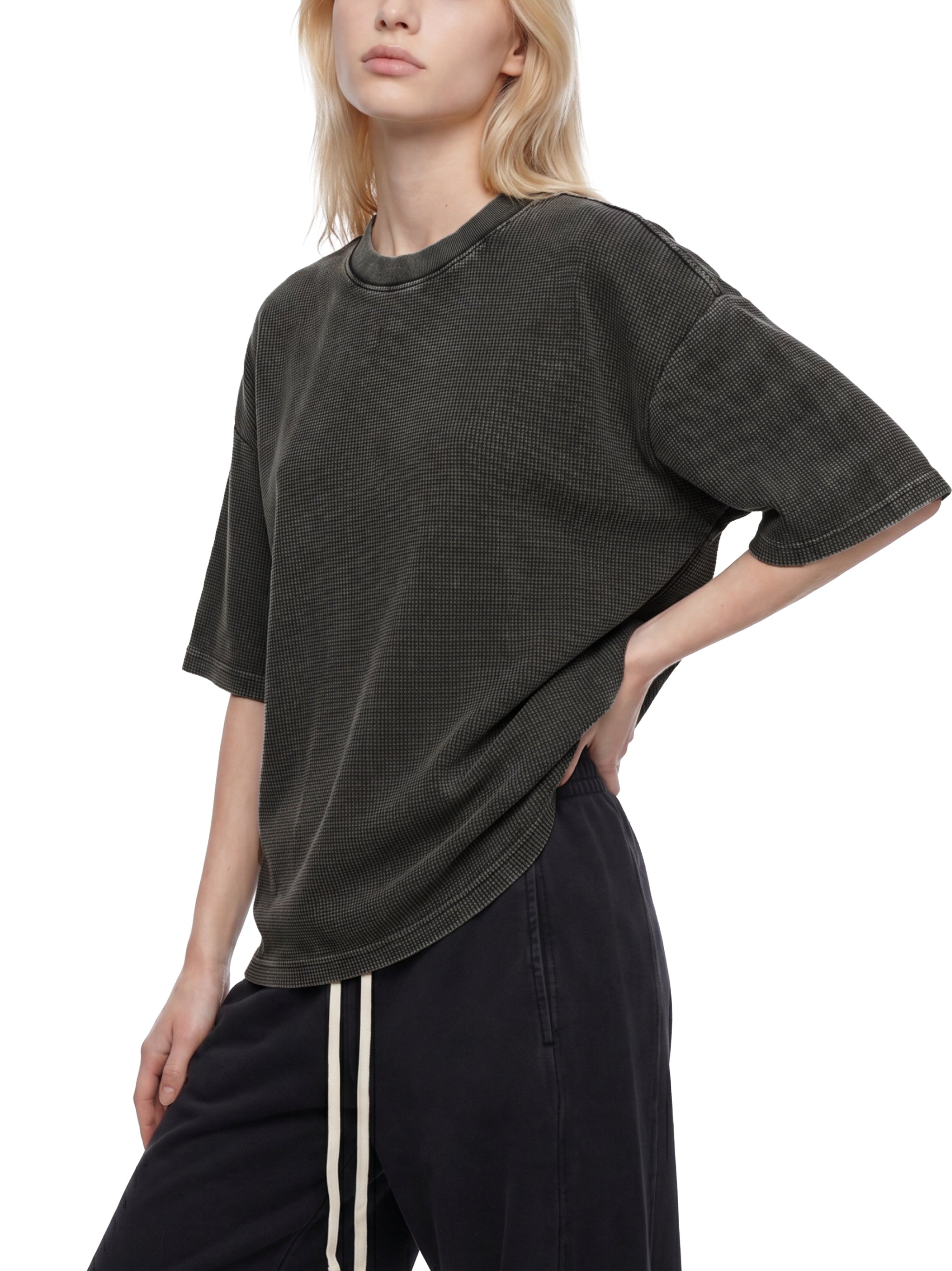 Textured Waffle Washed Boxy T-Shirt
