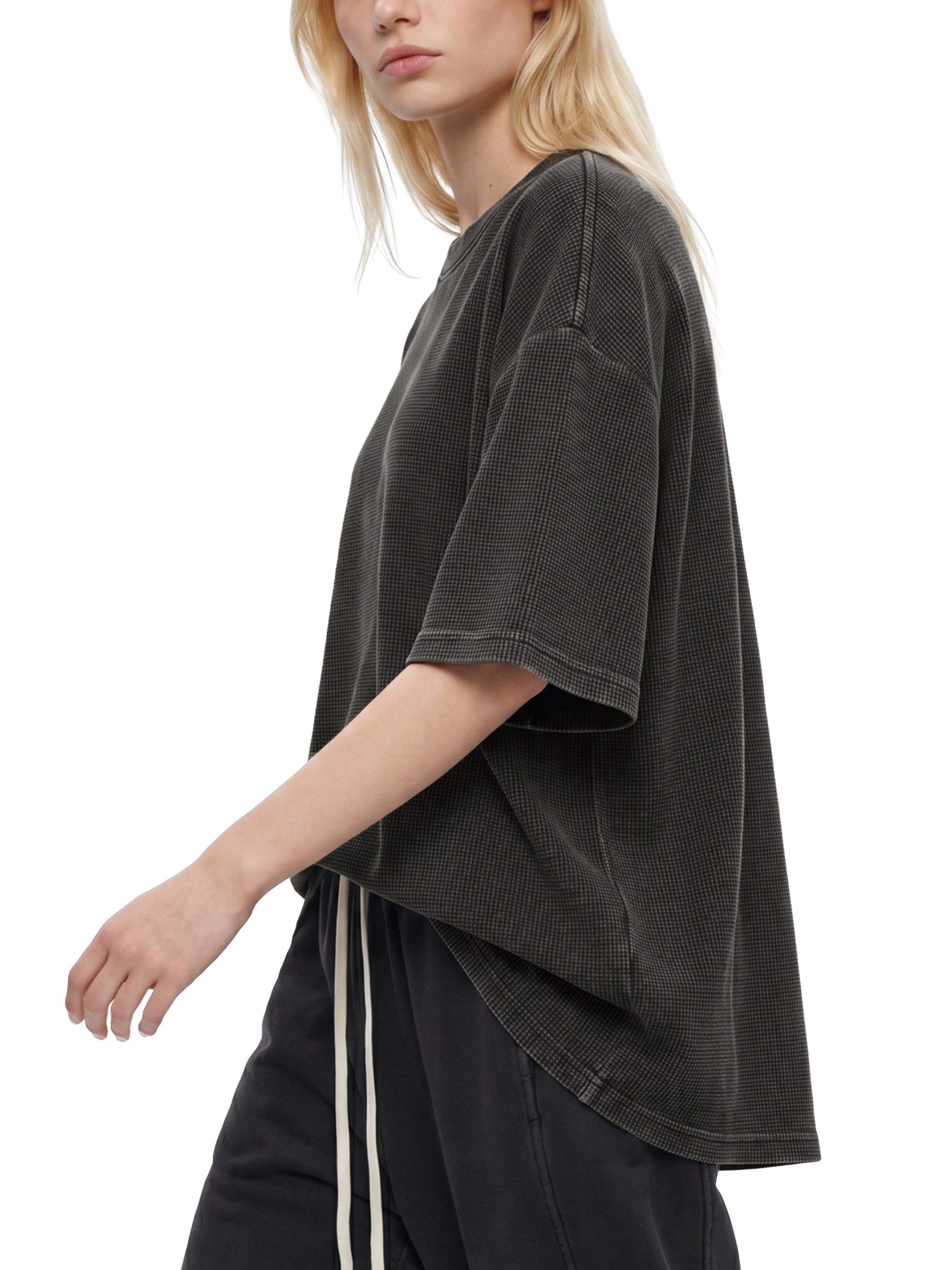 Textured Waffle Washed Boxy T-Shirt