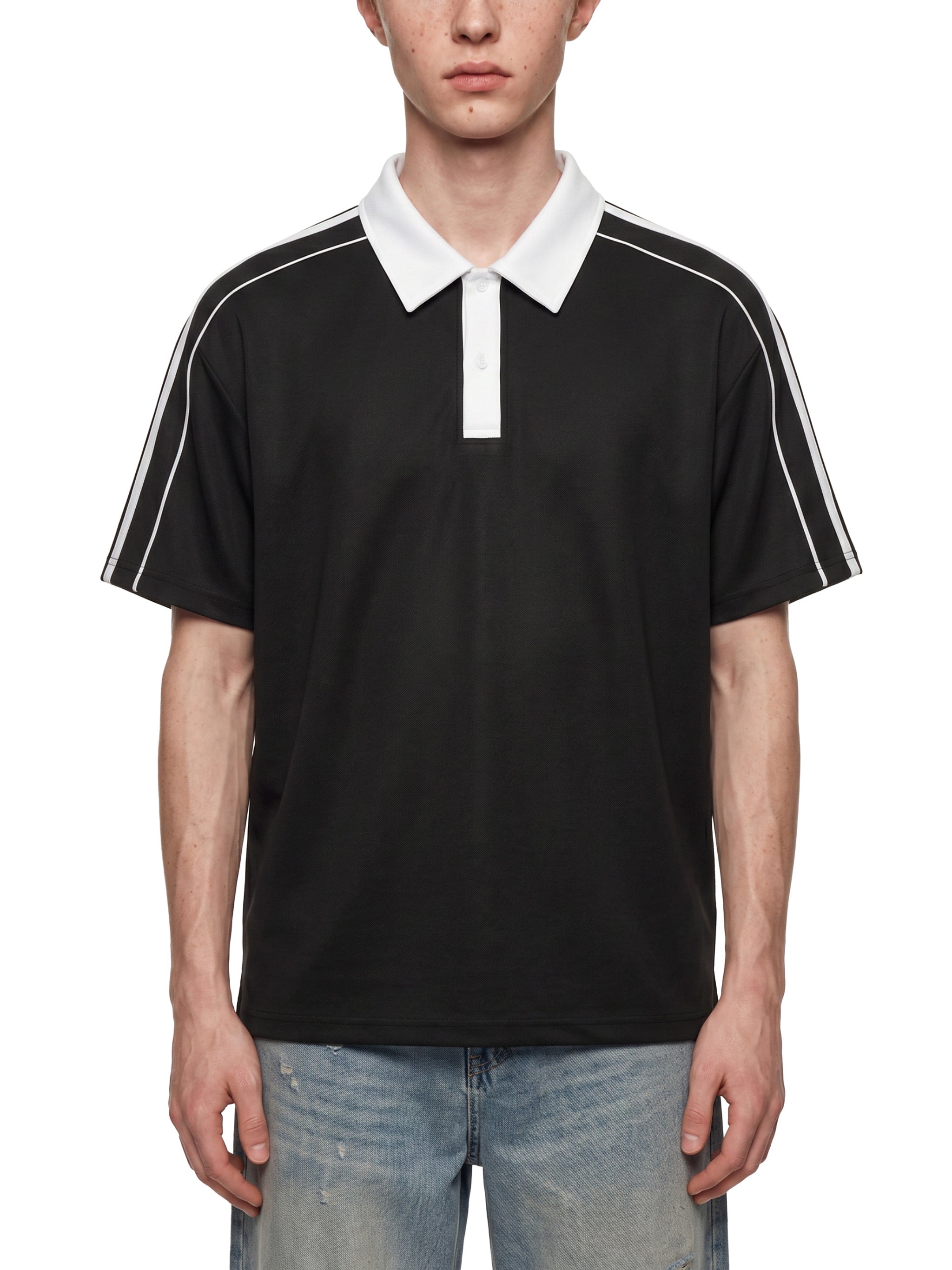 Contrast Collar Short-Sleeve Polo Shirt