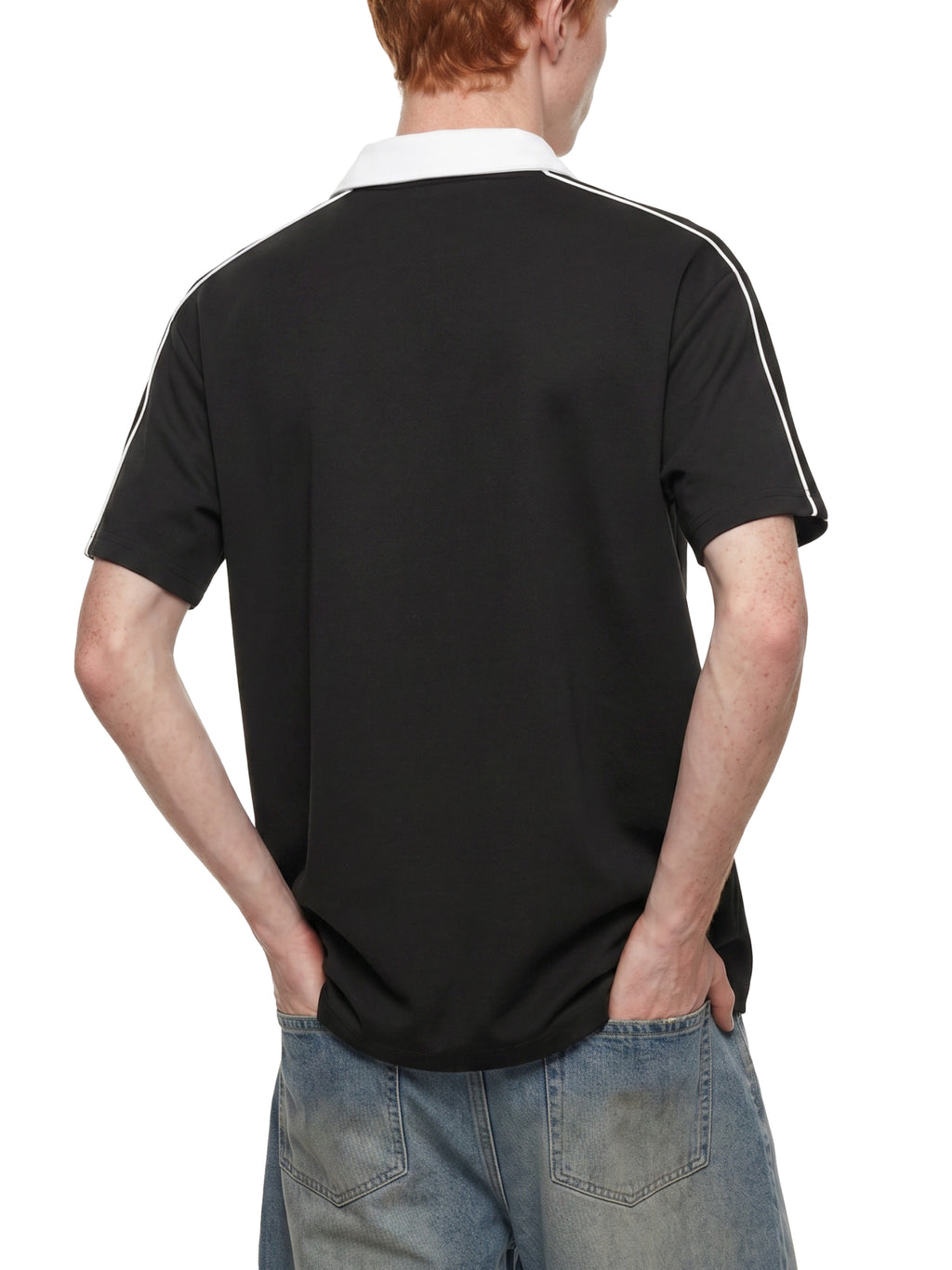 Contrast Collar Short-Sleeve Polo Shirt