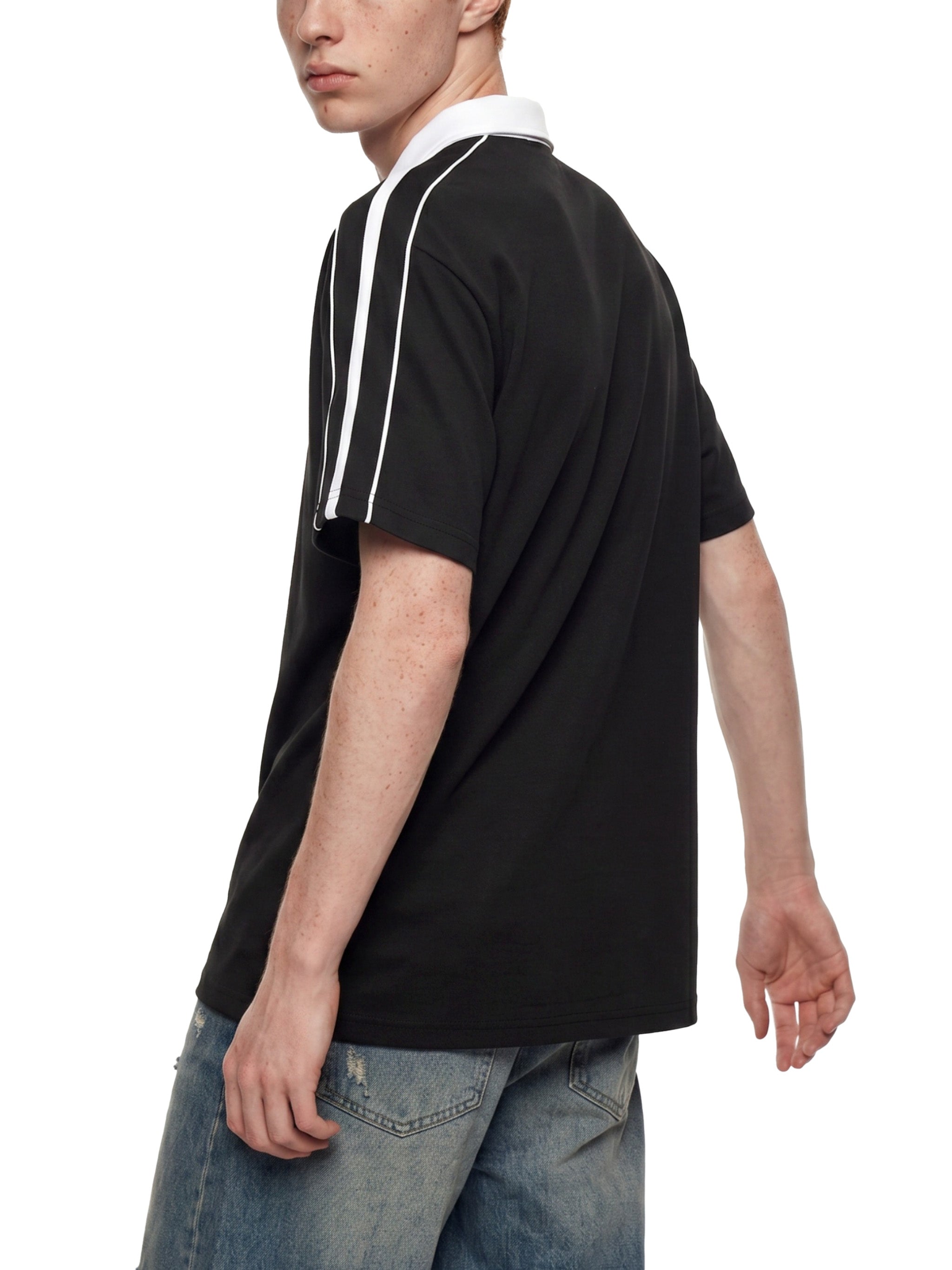 Contrast Collar Short-Sleeve Polo Shirt