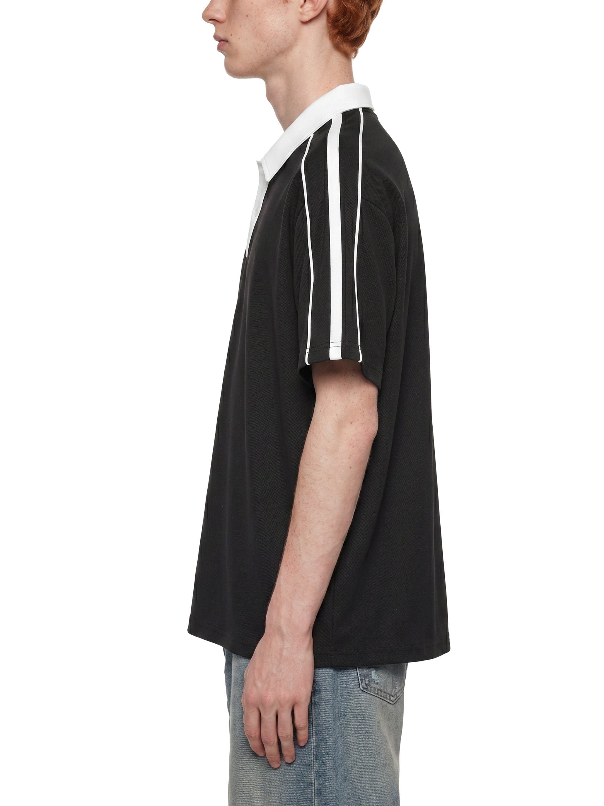 Contrast Collar Short-Sleeve Polo Shirt