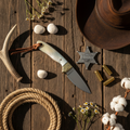 The White Ghost – Custom Handmade D2 Steel Buckaroo Ranch Knife with White Sheep Horn & Brass Bolster