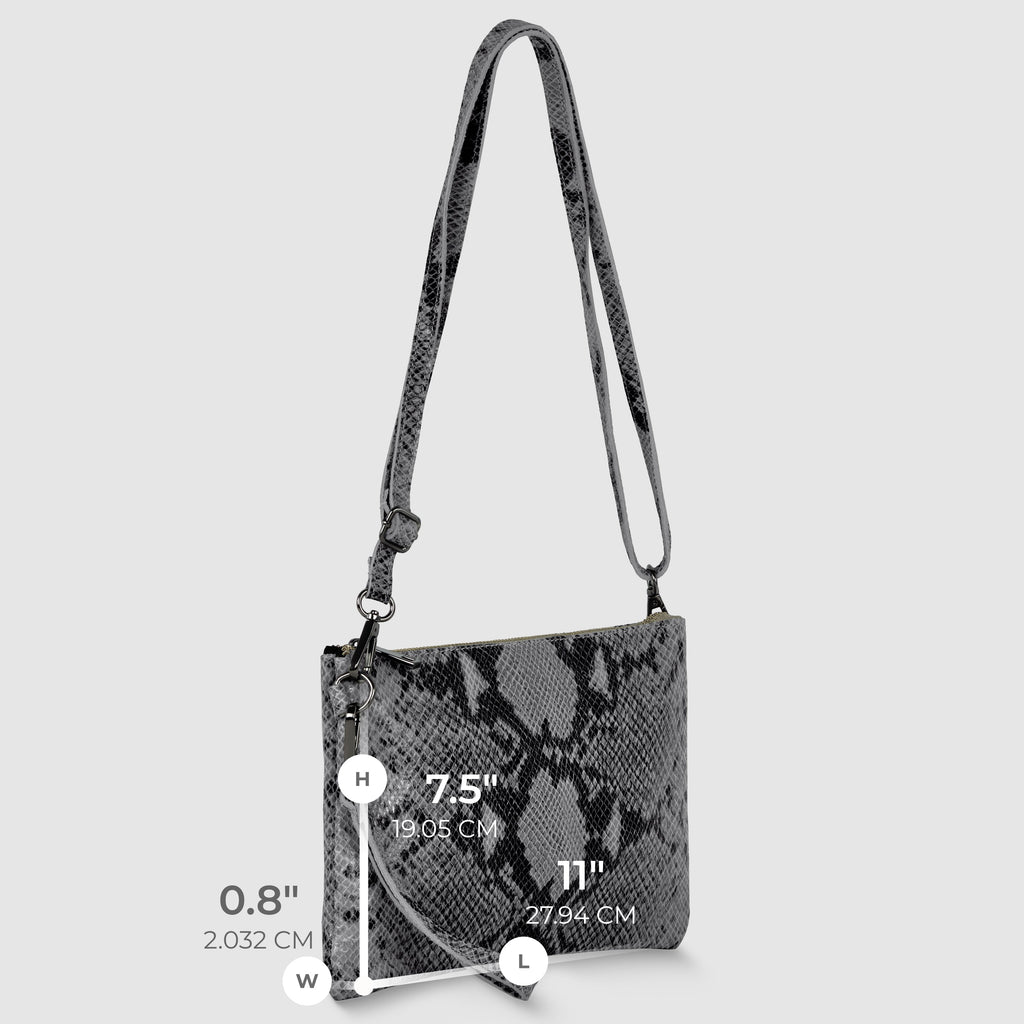 Italian Genuine Python-Print Suede Crossbody Bag | Lecce