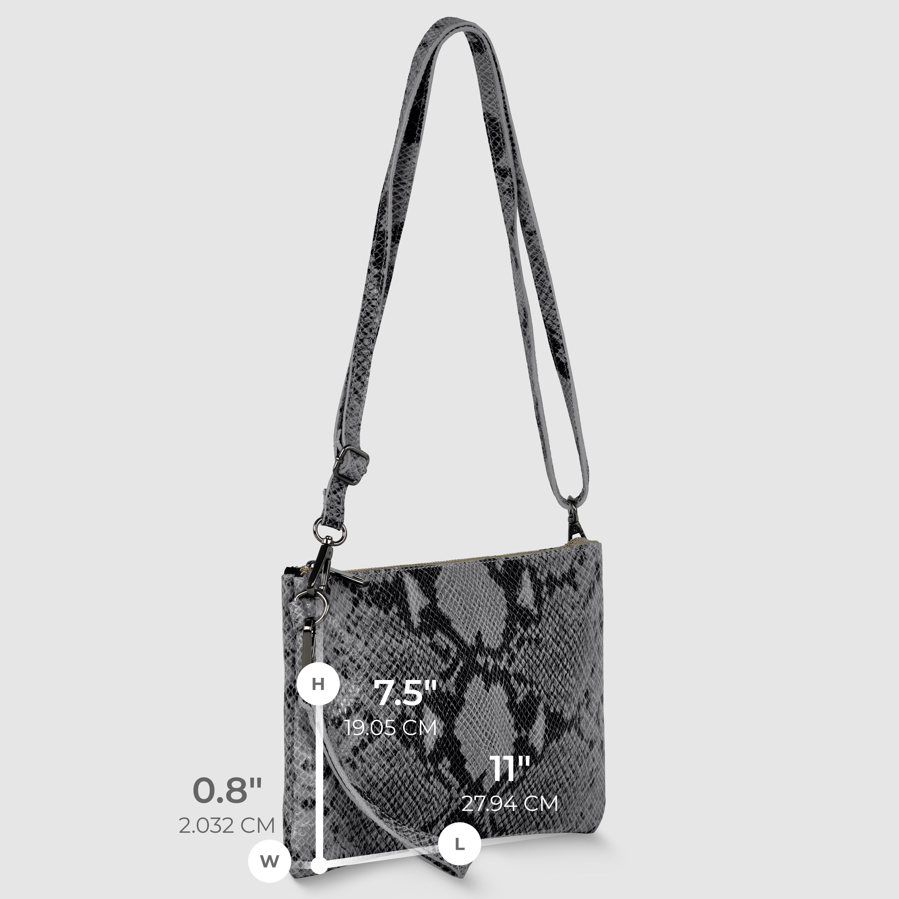 Italian Genuine Python-Print Suede Crossbody Bag | Lecce