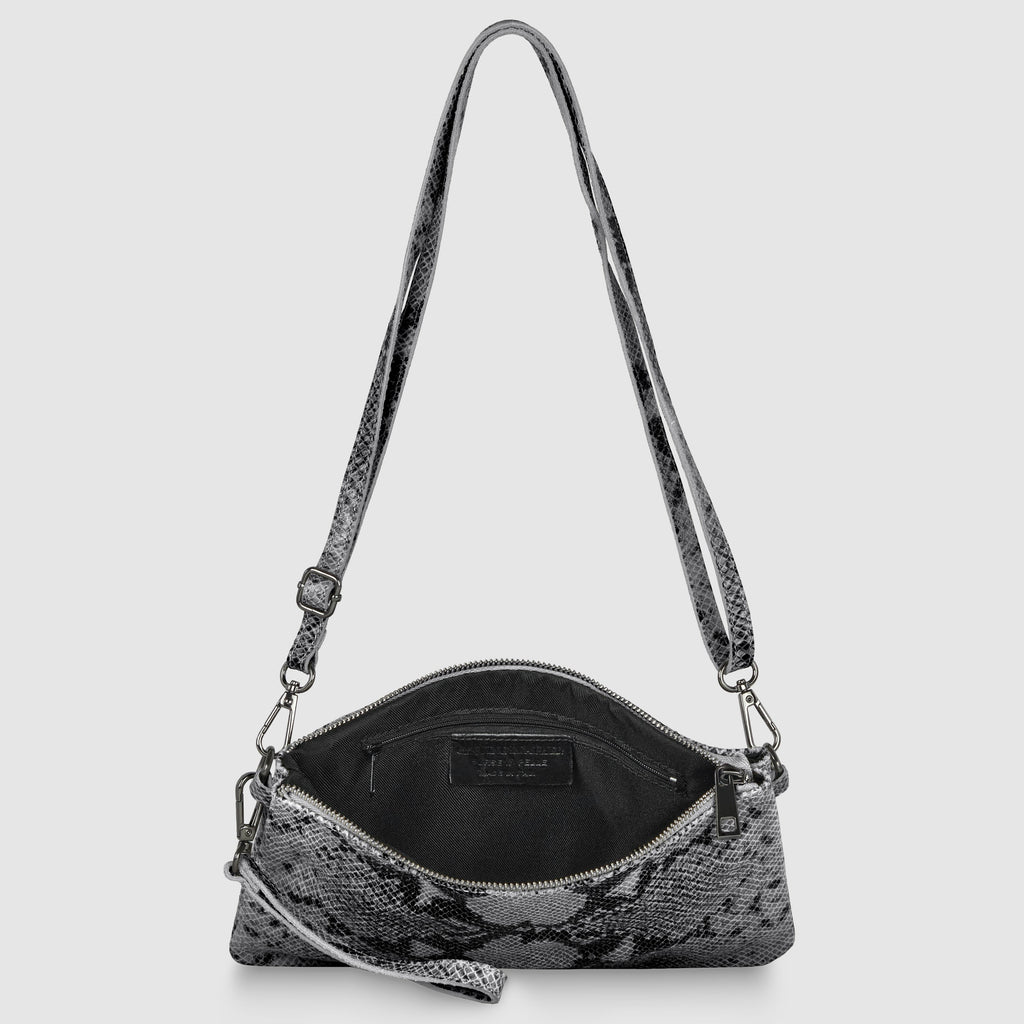 Italian Genuine Python-Print Suede Crossbody Bag | Lecce
